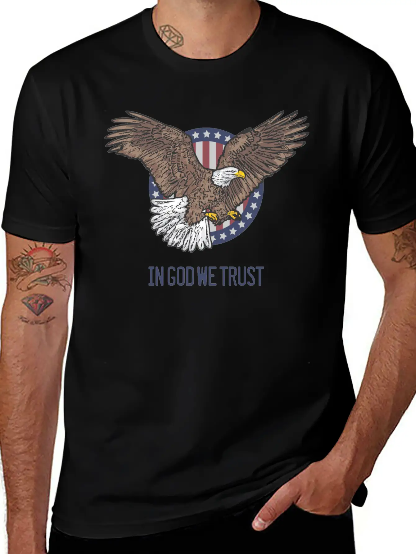 In God We Trust - Bald Eagle - Patriotic Relaxed Everyday Tee – Lightweight And Durable Cotton