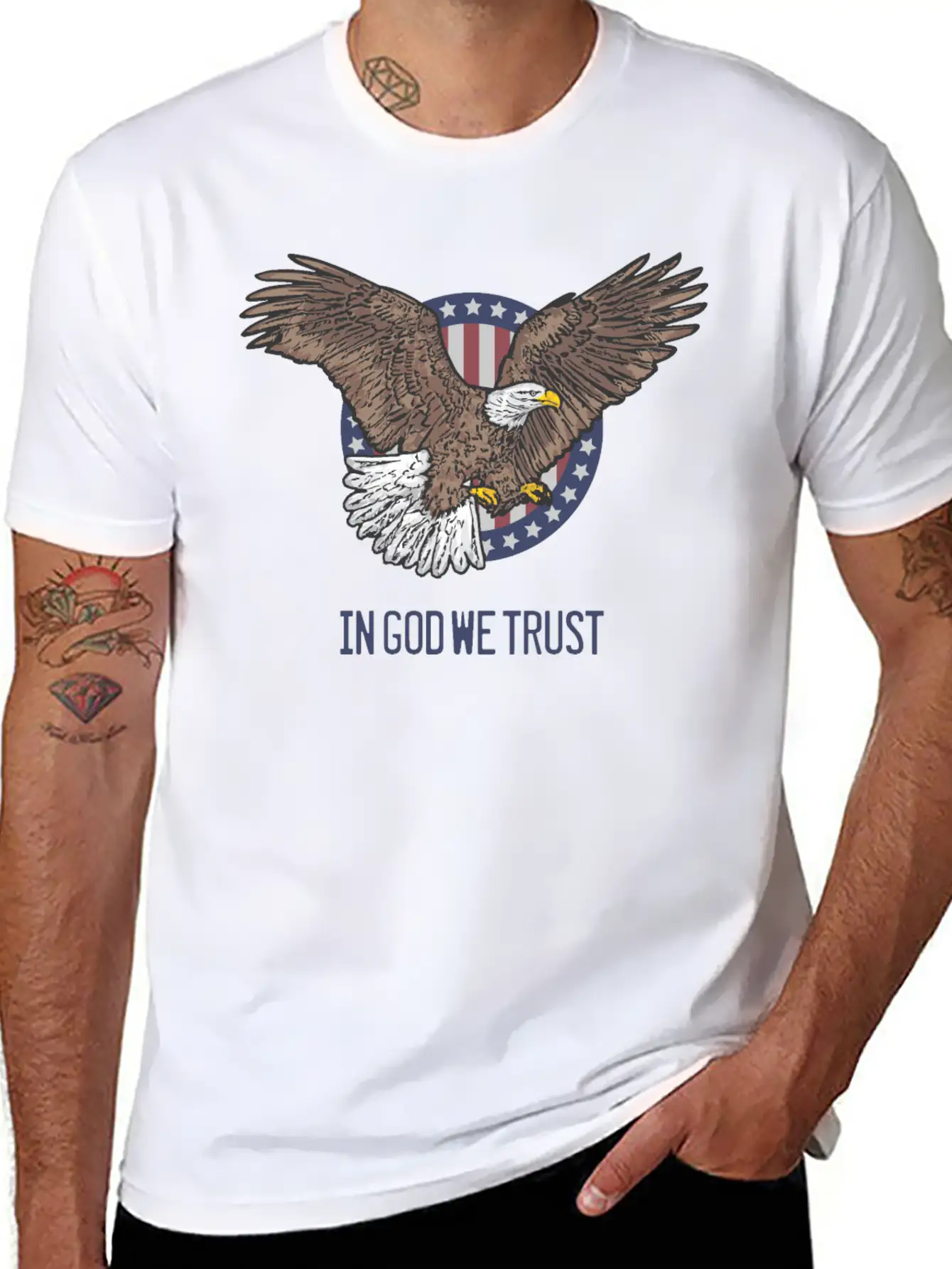 In God We Trust - Bald Eagle - Patriotic Relaxed Everyday Tee – Lightweight And Durable Cotton