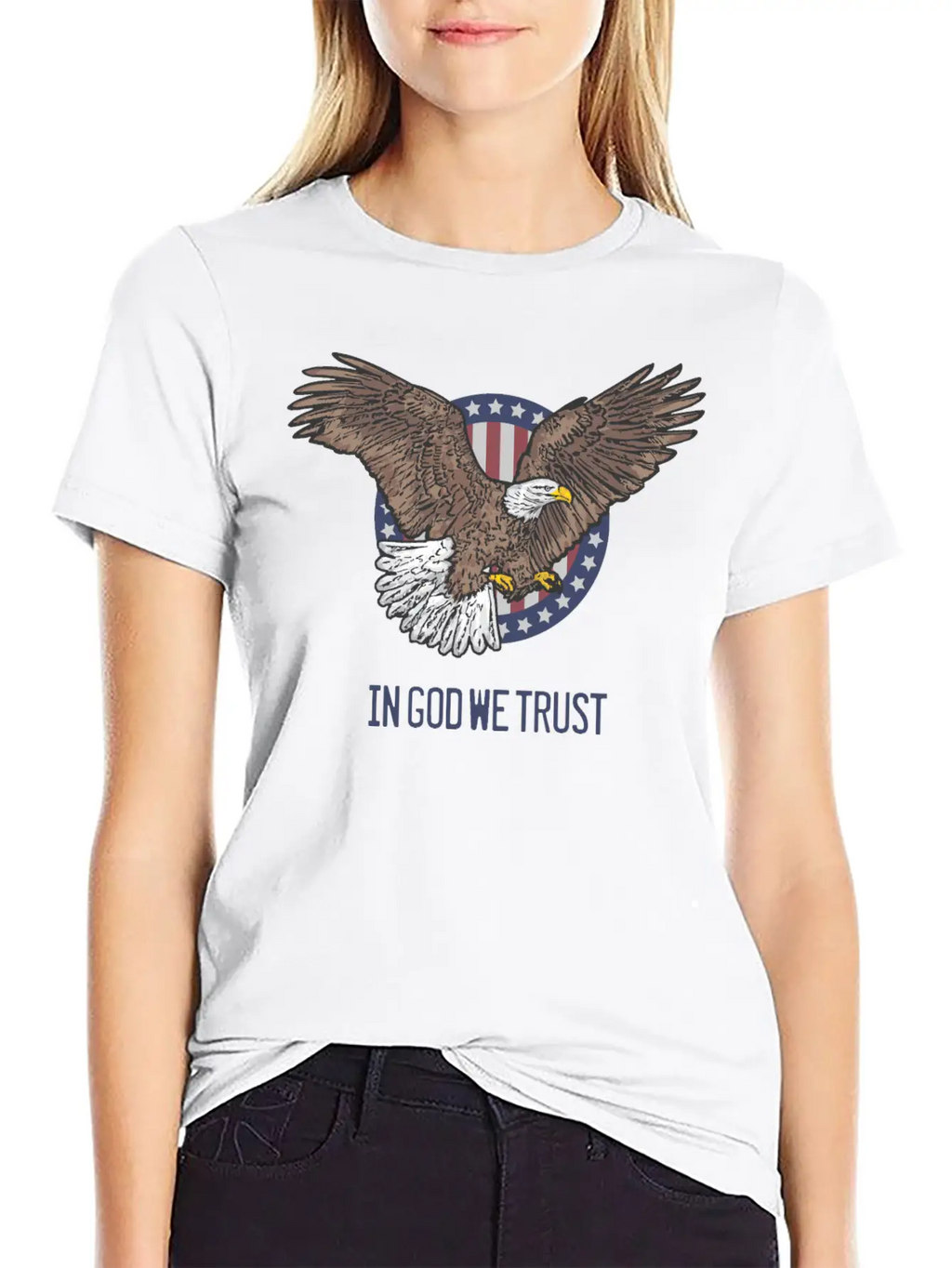 In God We Trust - Bald Eagle - Patriotic Relaxed Everyday Tee – Lightweight And Durable Cotton