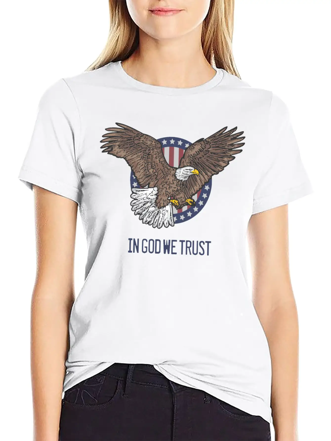 In God We Trust - Bald Eagle - Patriotic Relaxed Everyday Tee – Lightweight And Durable Cotton