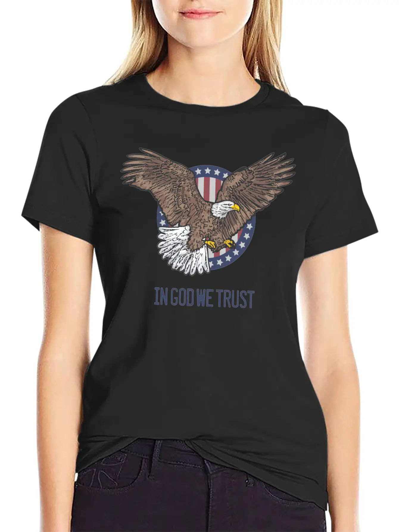 In God We Trust - Bald Eagle - Patriotic Relaxed Everyday Tee – Lightweight And Durable Cotton