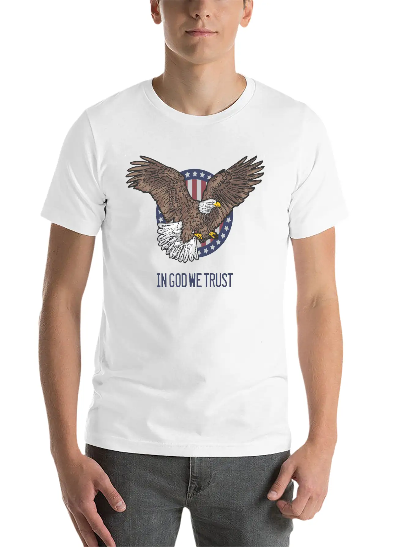 In God We Trust - Bald Eagle - Patriotic Relaxed Everyday Tee – Lightweight And Durable Cotton