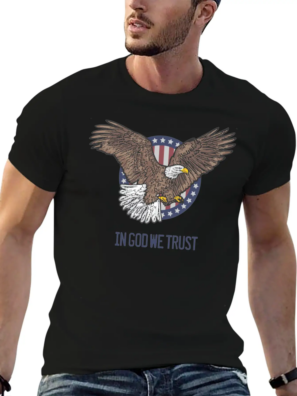 In God We Trust - Bald Eagle - Patriotic Relaxed Everyday Tee – Lightweight And Durable Cotton