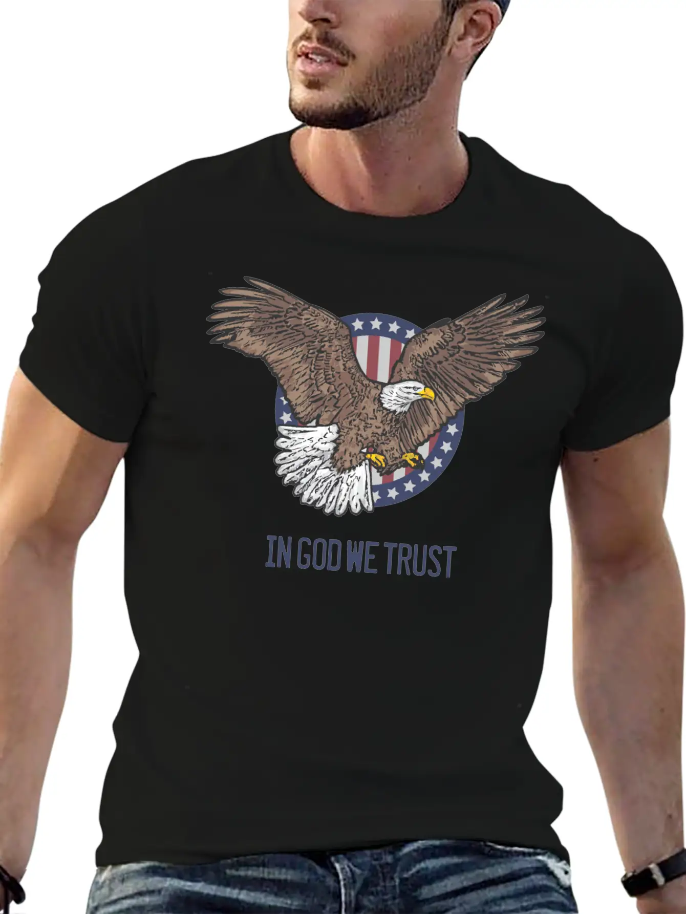 In God We Trust - Bald Eagle - Patriotic Relaxed Everyday Tee – Lightweight And Durable Cotton