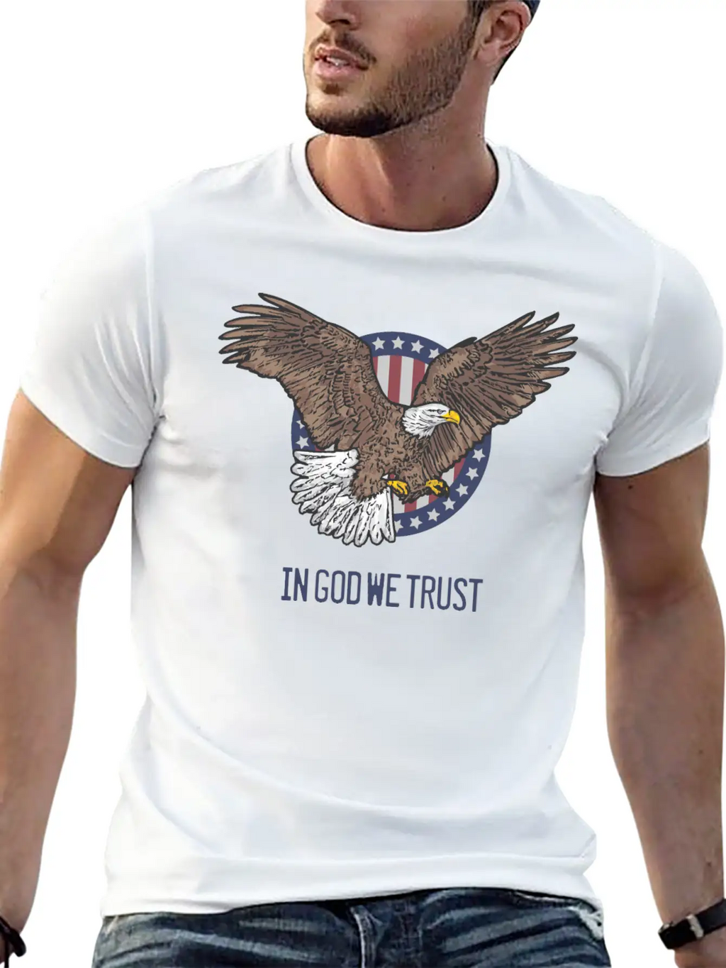 In God We Trust - Bald Eagle - Patriotic Relaxed Everyday Tee – Lightweight And Durable Cotton