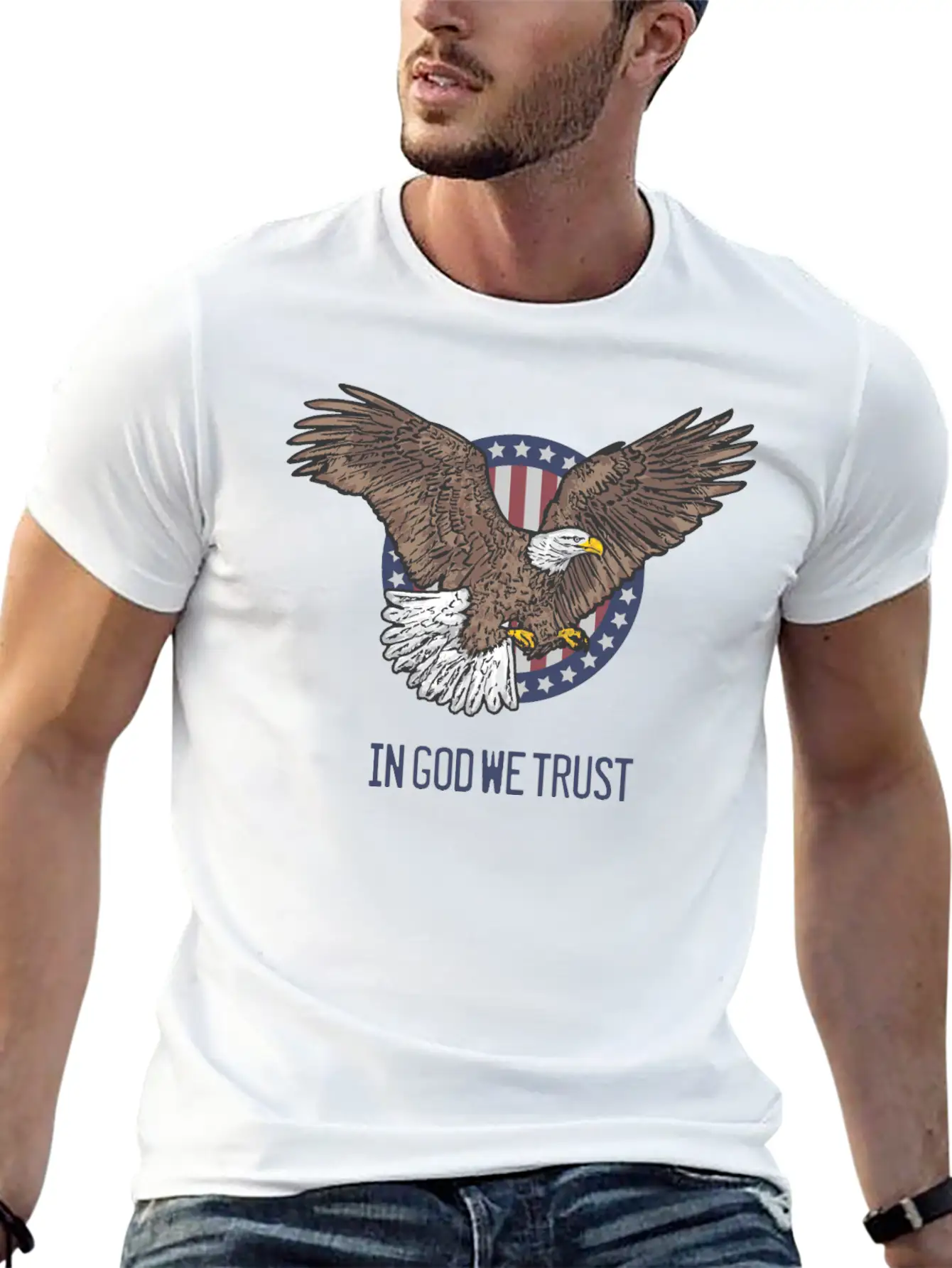 In God We Trust - Bald Eagle - Patriotic Relaxed Everyday Tee – Lightweight And Durable Cotton