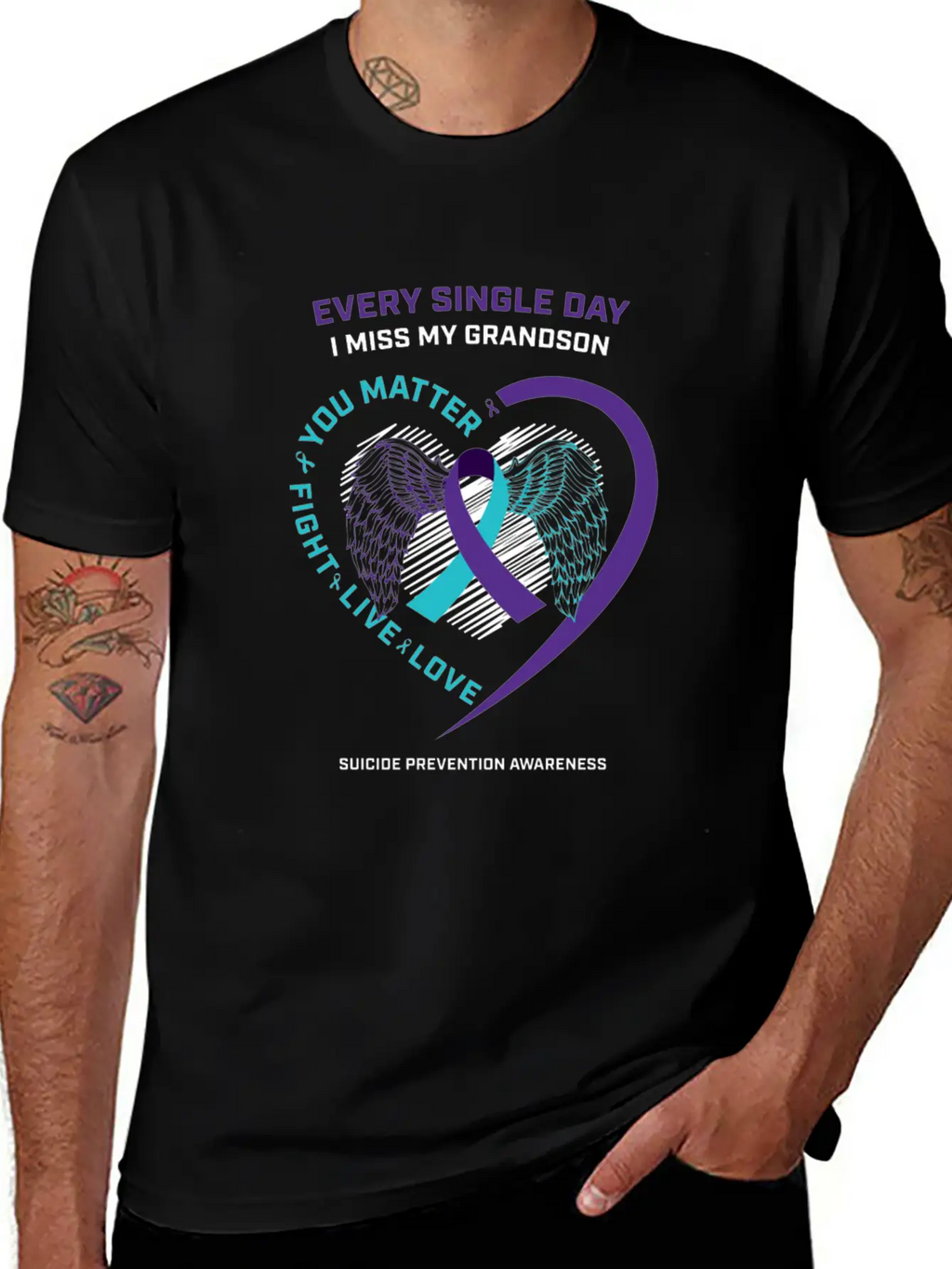 In Memory Of My Loving Grandson Suicide Prevention Timeless Short Sleeve Tee – Comfy And Minimalist Design
