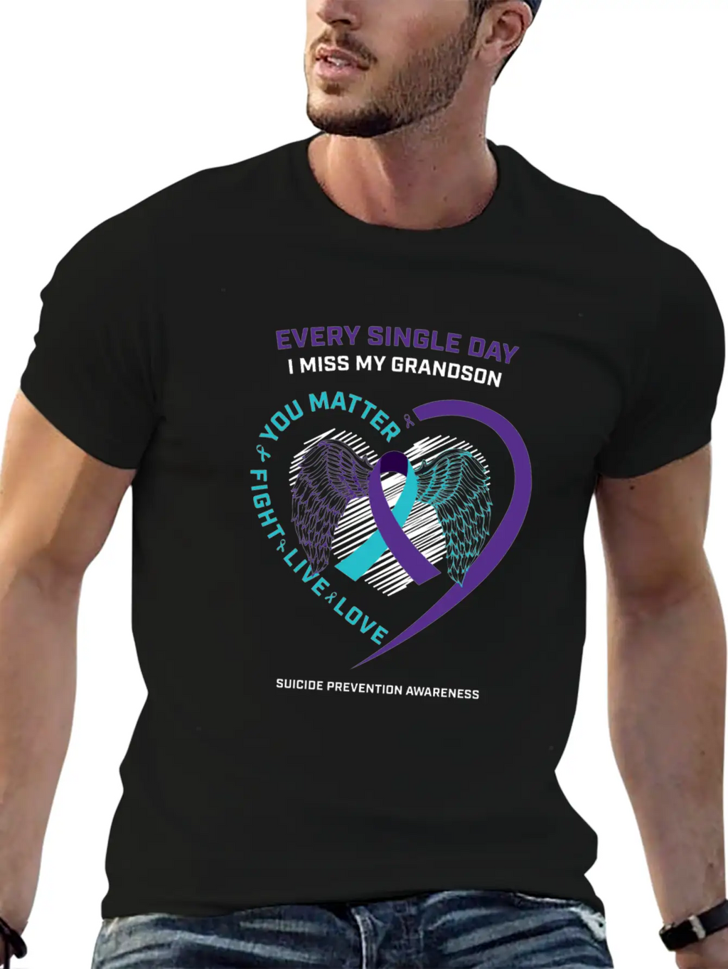 In Memory Of My Loving Grandson Suicide Prevention Timeless Short Sleeve Tee – Comfy And Minimalist Design