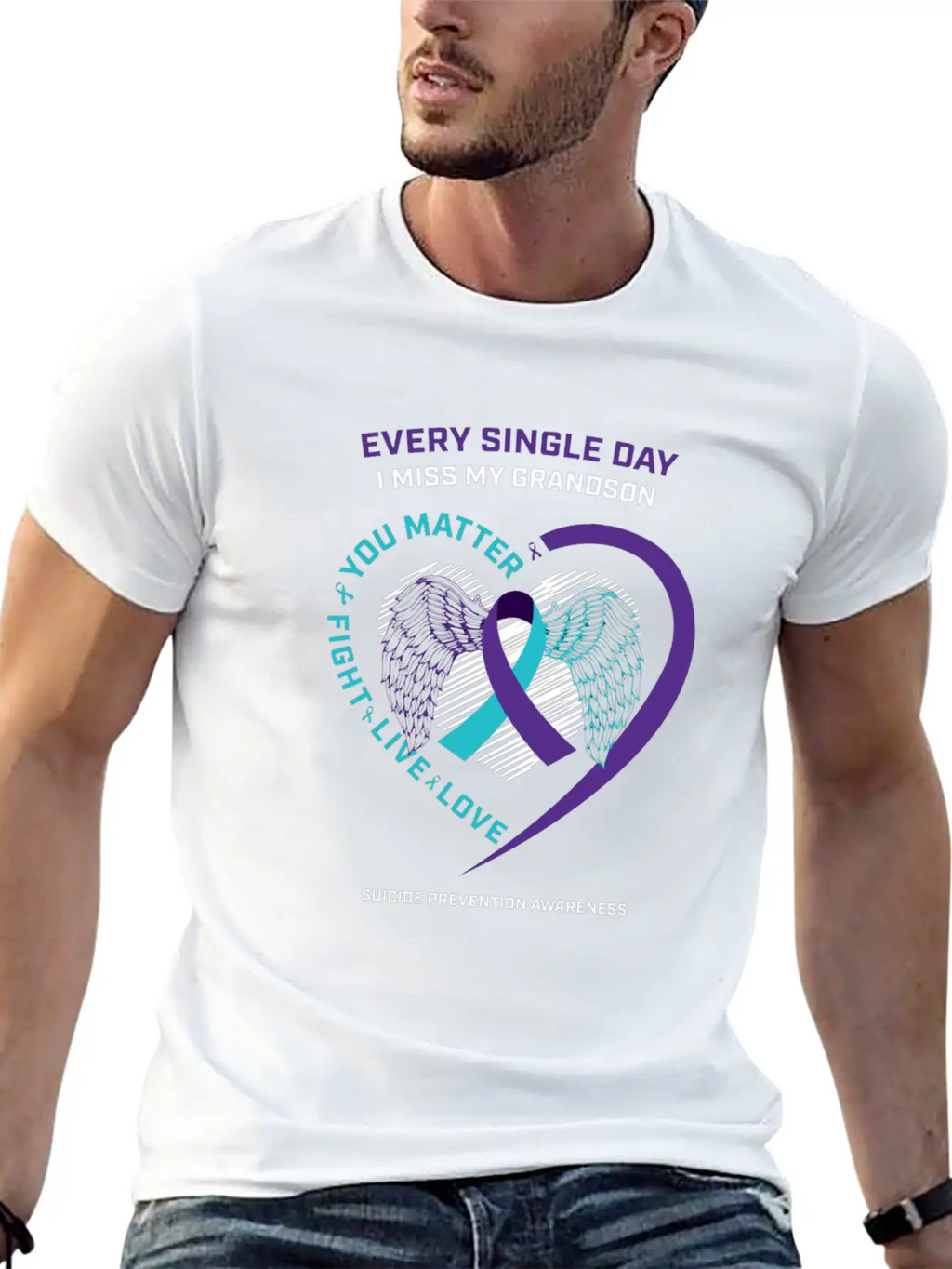 In Memory Of My Loving Grandson Suicide Prevention Timeless Short Sleeve Tee – Comfy And Minimalist Design