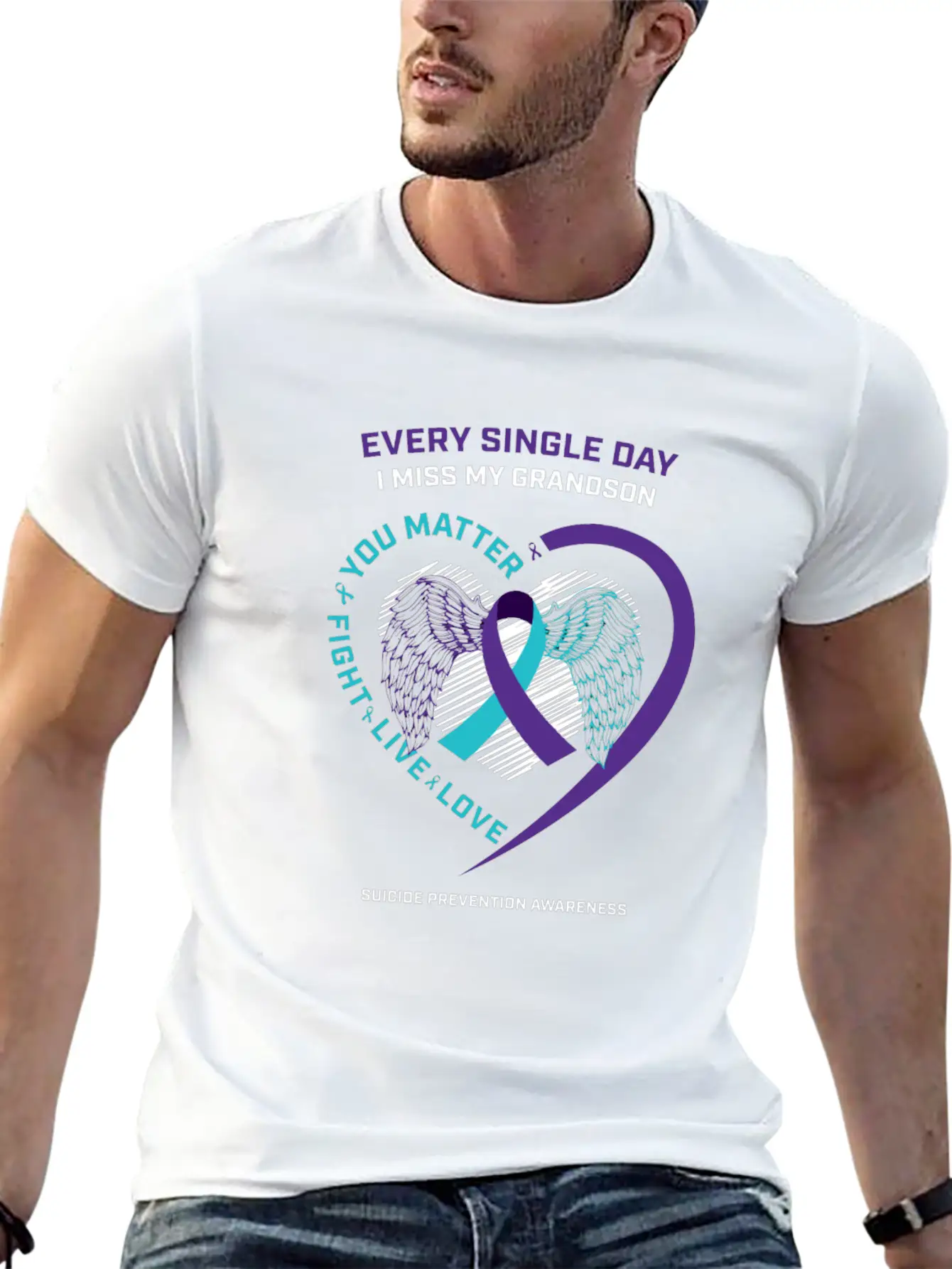 In Memory Of My Loving Grandson Suicide Prevention Timeless Short Sleeve Tee – Comfy And Minimalist Design