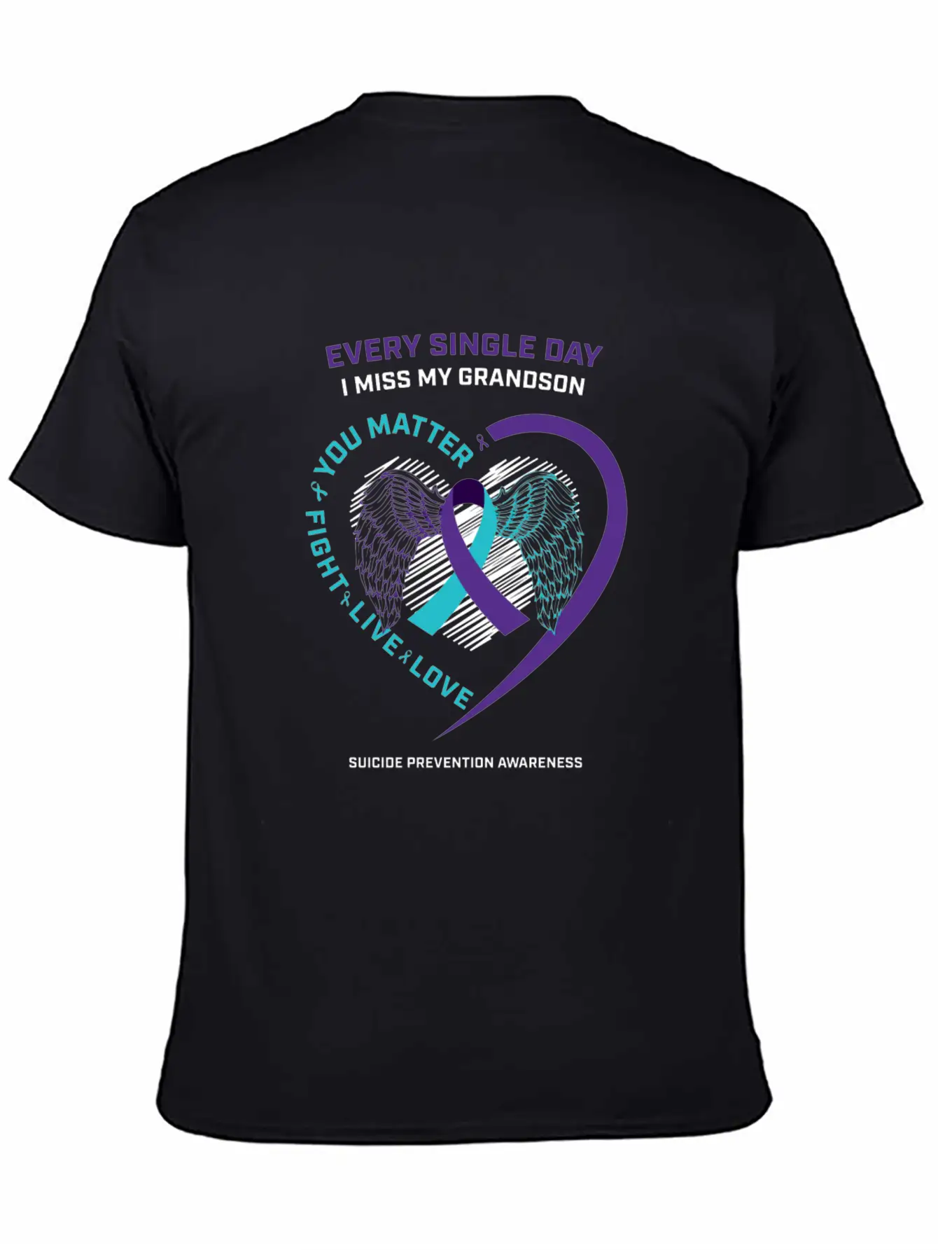 In Memory Of My Loving Grandson Suicide Prevention Timeless Short Sleeve Tee – Comfy And Minimalist Design