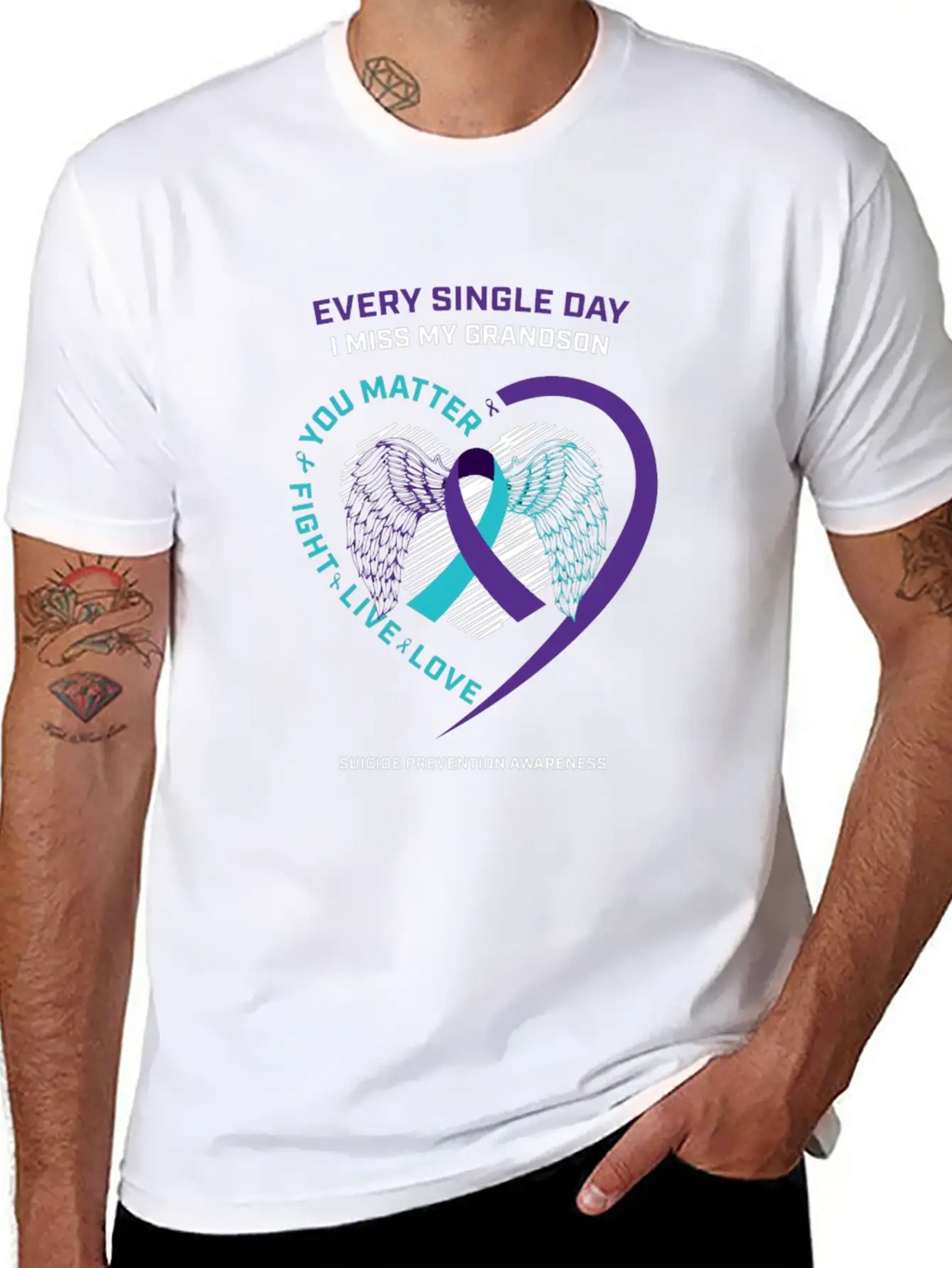 In Memory Of My Loving Grandson Suicide Prevention Timeless Short Sleeve Tee – Comfy And Minimalist Design
