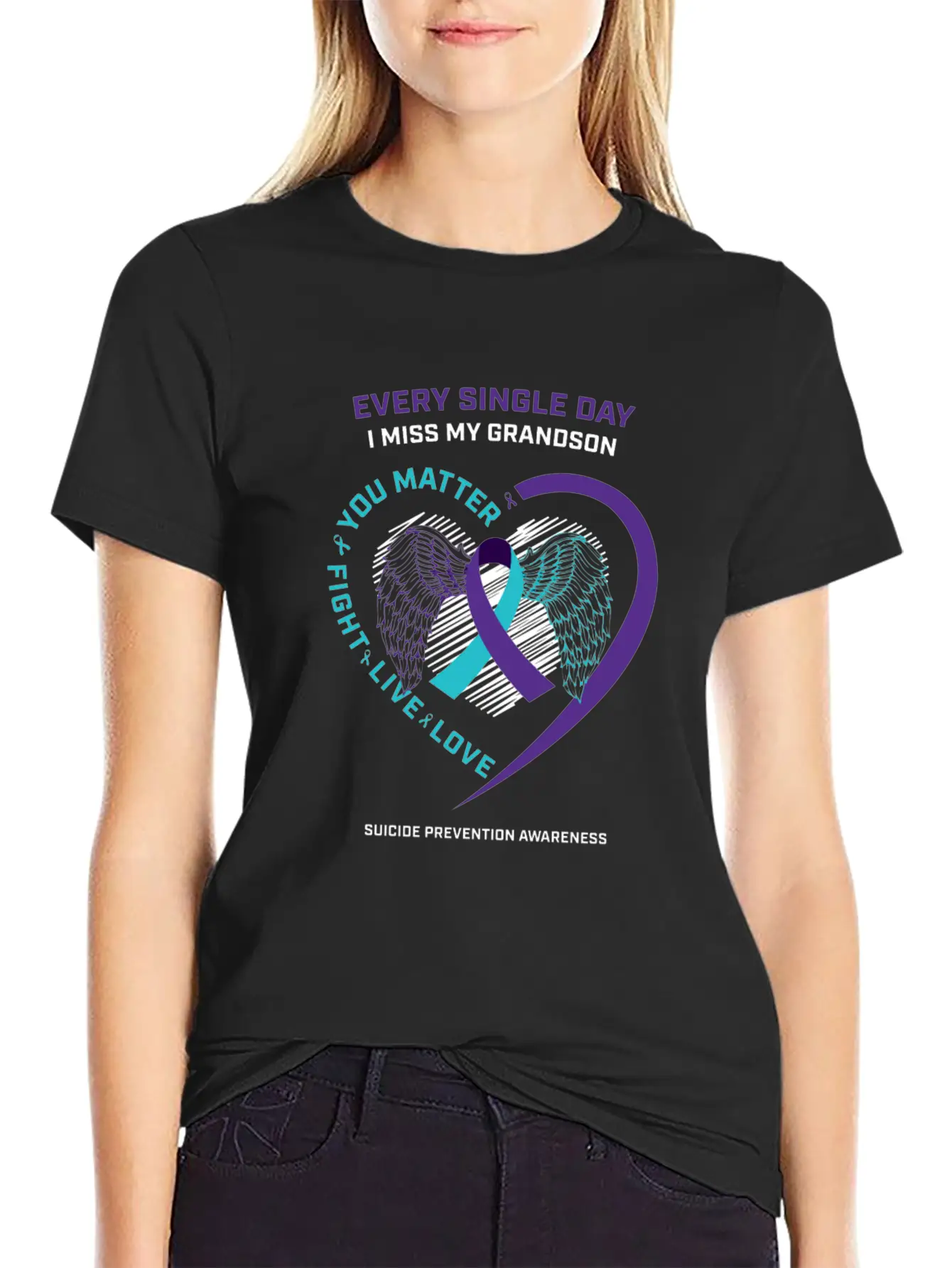 In Memory Of My Loving Grandson Suicide Prevention Timeless Short Sleeve Tee – Comfy And Minimalist Design