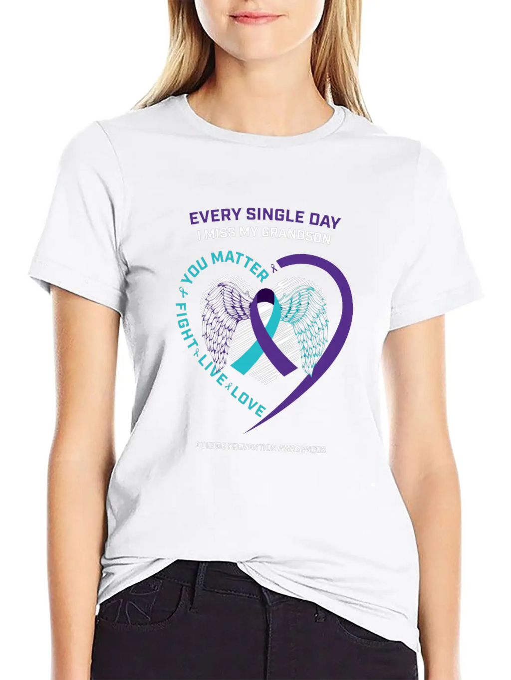 In Memory Of My Loving Grandson Suicide Prevention Timeless Short Sleeve Tee – Comfy And Minimalist Design