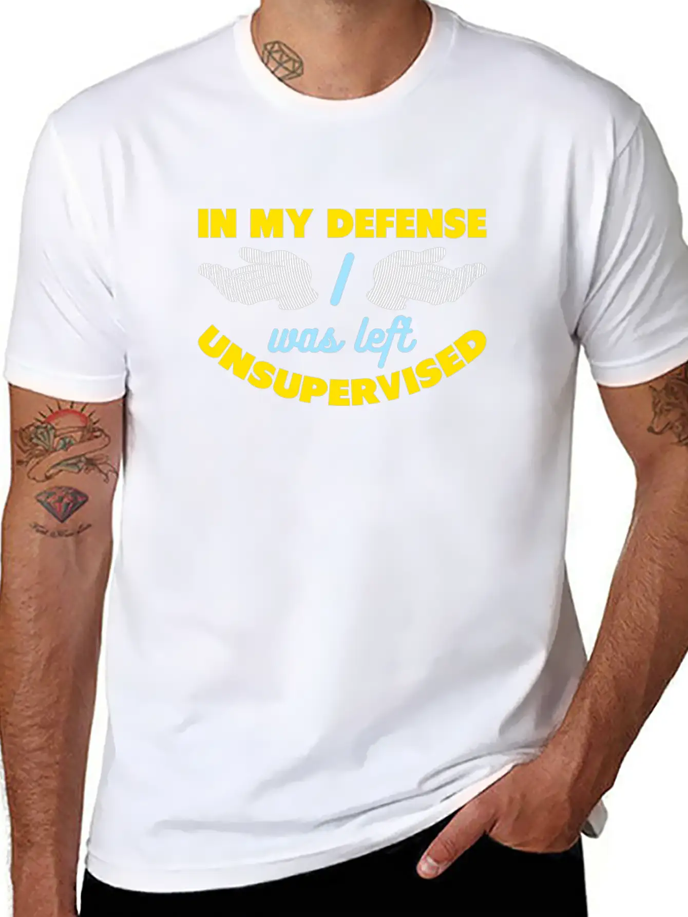 In My Defense I Was Left Unsupervised Breathable Graphic T-Shirt – Perfect For Casual Days