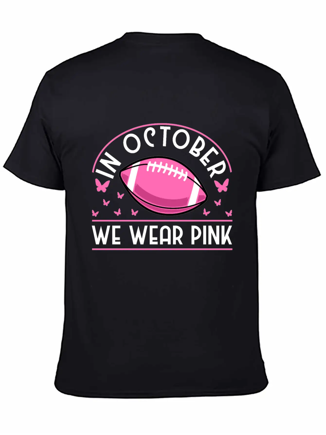 In October We Wear Pink Football Breast Cancer Classic Cotton Tee – Unisex Comfort For Any Season