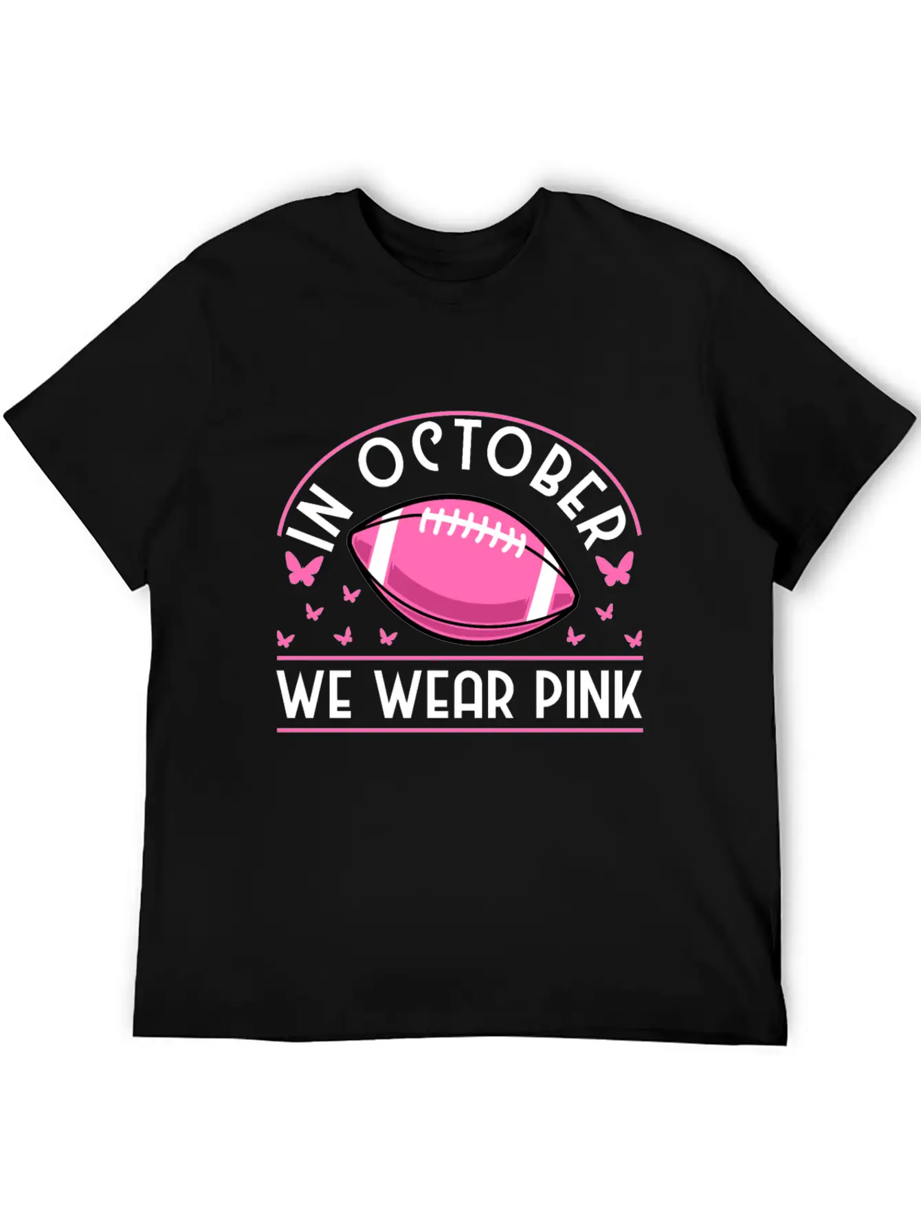 In October We Wear Pink Football Breast Cancer Classic Cotton Tee – Unisex Comfort For Any Season