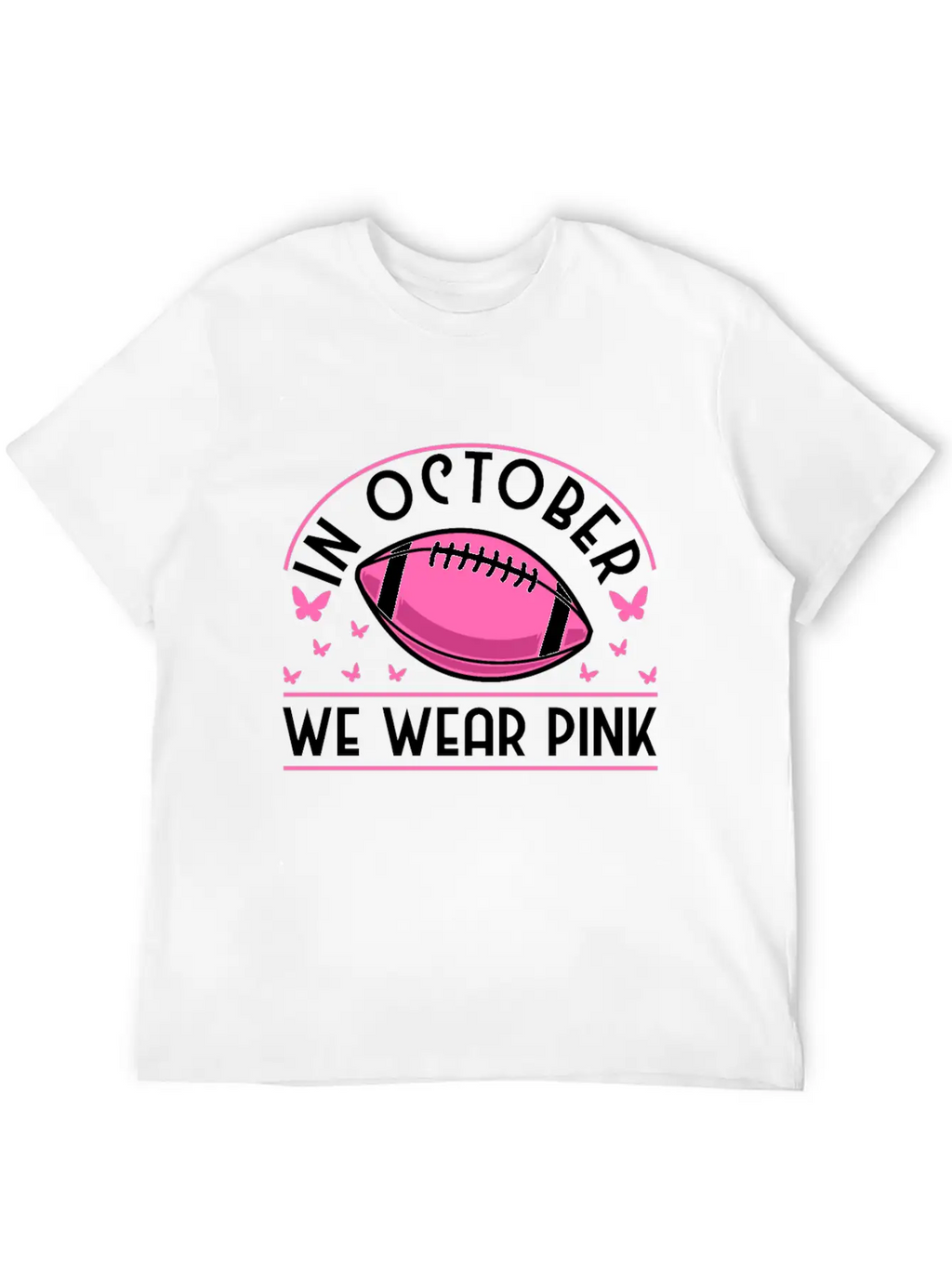 In October We Wear Pink Football Breast Cancer Classic Cotton Tee – Unisex Comfort For Any Season