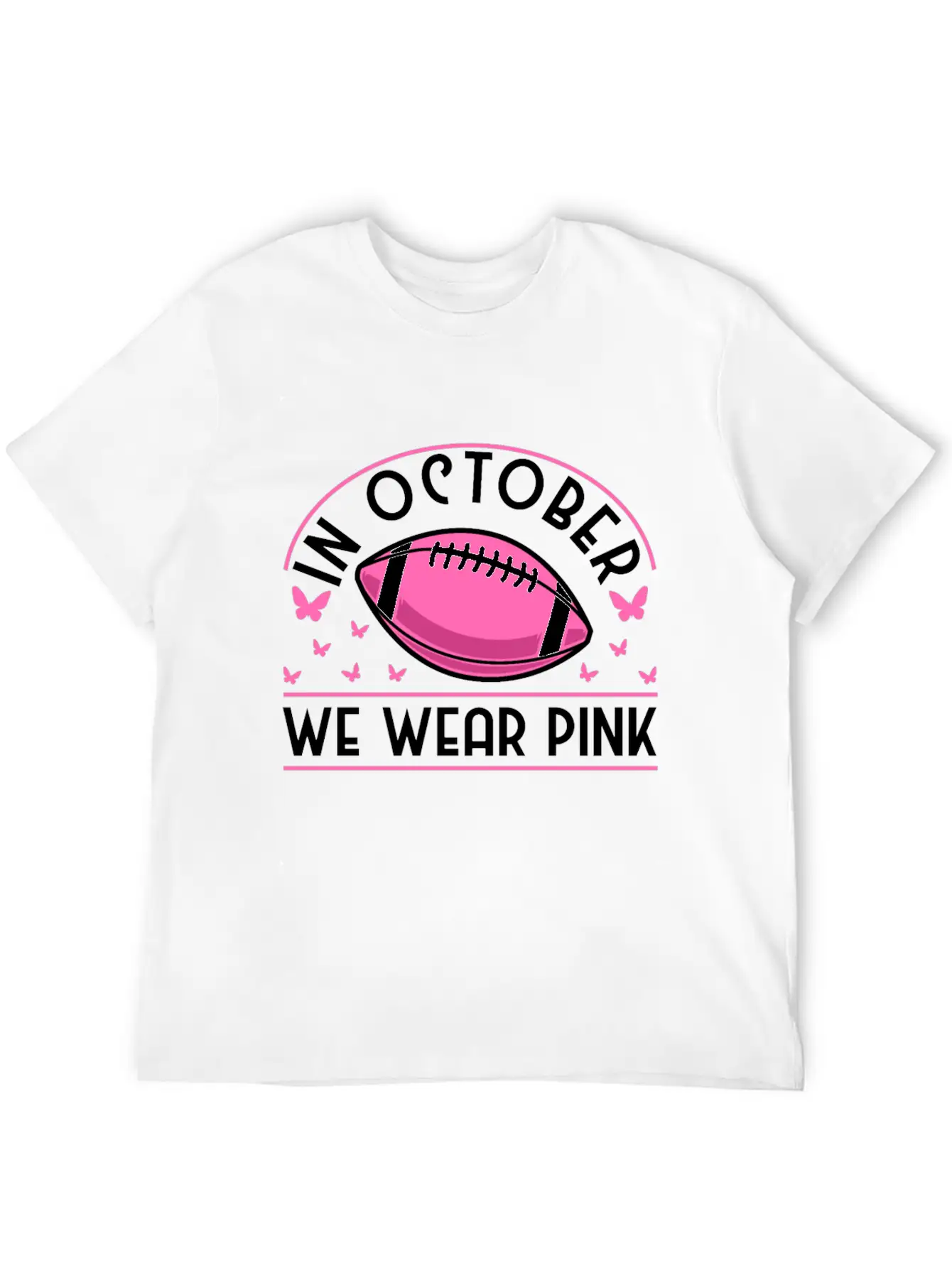 In October We Wear Pink Football Breast Cancer Classic Cotton Tee – Unisex Comfort For Any Season
