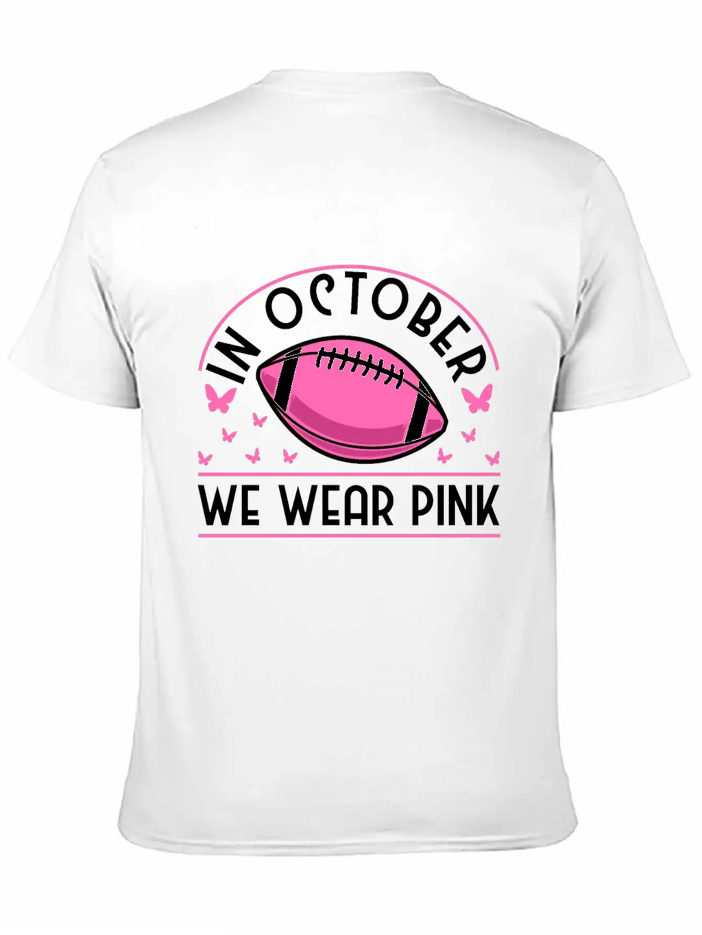 In October We Wear Pink Football Breast Cancer Classic Cotton Tee – Unisex Comfort For Any Season