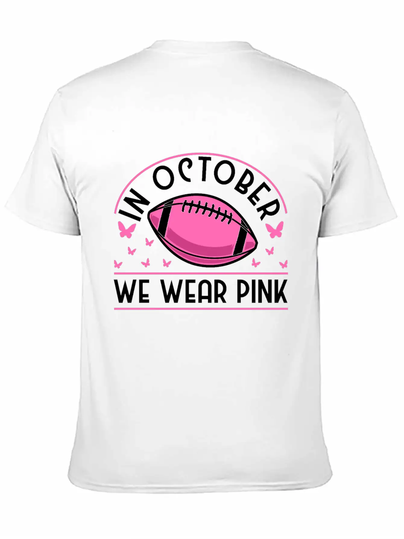 In October We Wear Pink Football Breast Cancer Classic Cotton Tee – Unisex Comfort For Any Season