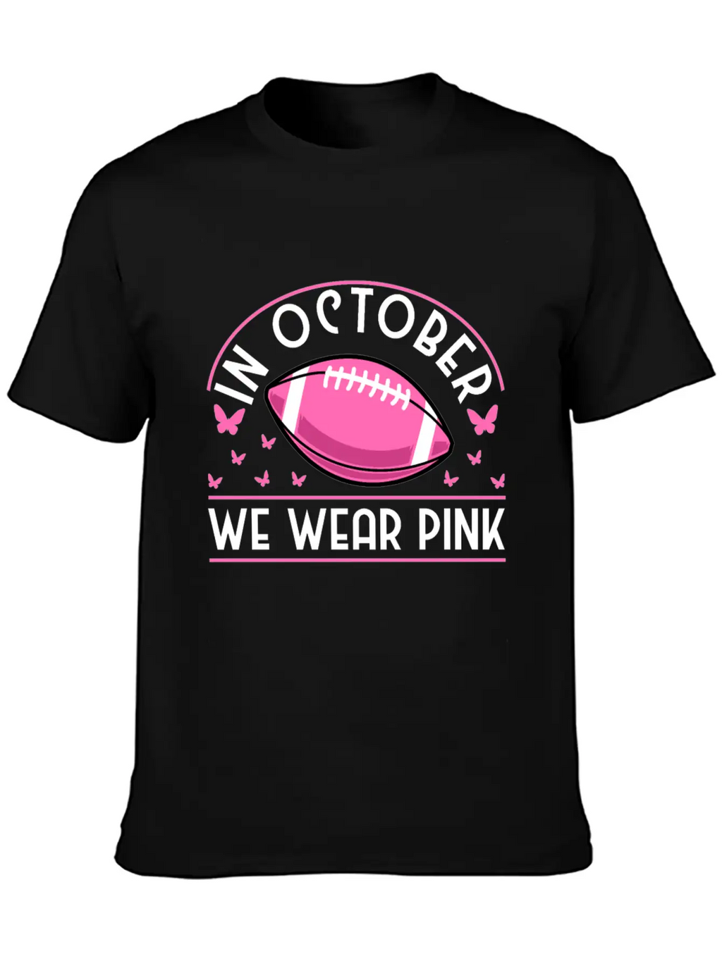 In October We Wear Pink Football Breast Cancer Classic Cotton Tee – Unisex Comfort For Any Season