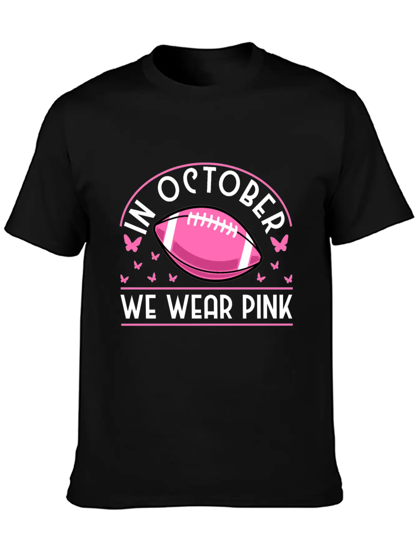 In October We Wear Pink Football Breast Cancer Classic Cotton Tee – Unisex Comfort For Any Season