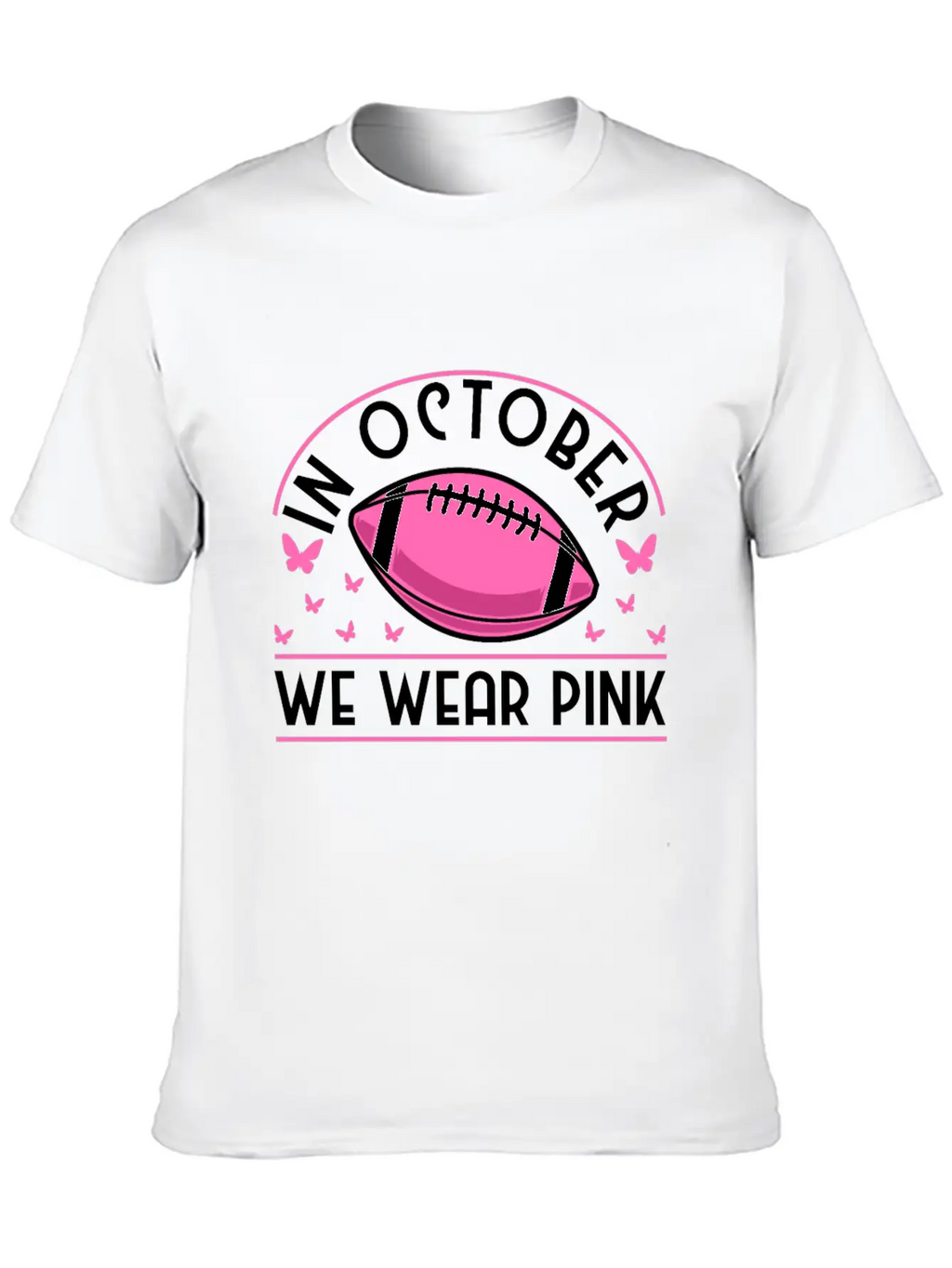 In October We Wear Pink Football Breast Cancer Classic Cotton Tee – Unisex Comfort For Any Season