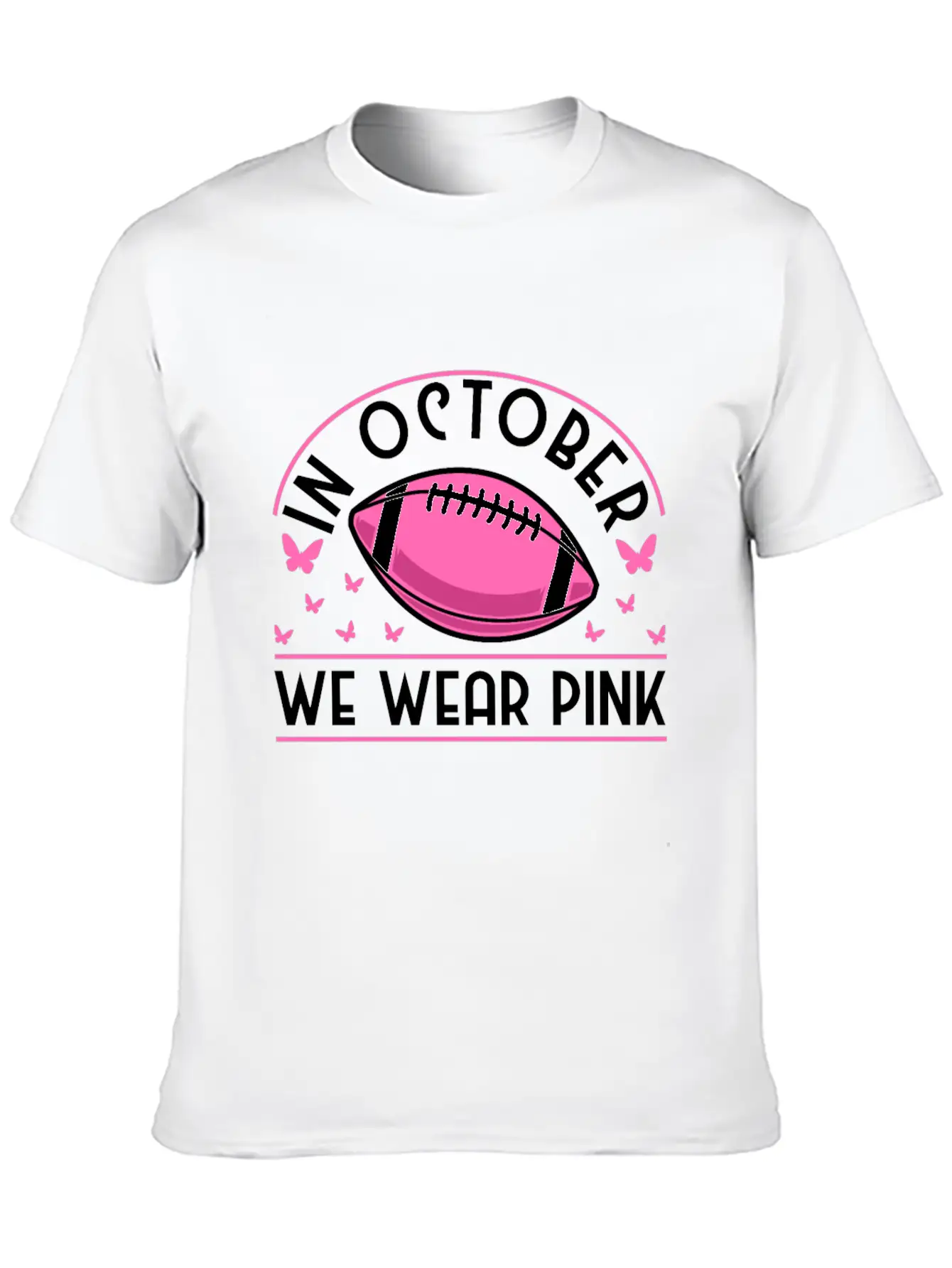 In October We Wear Pink Football Breast Cancer Classic Cotton Tee – Unisex Comfort For Any Season