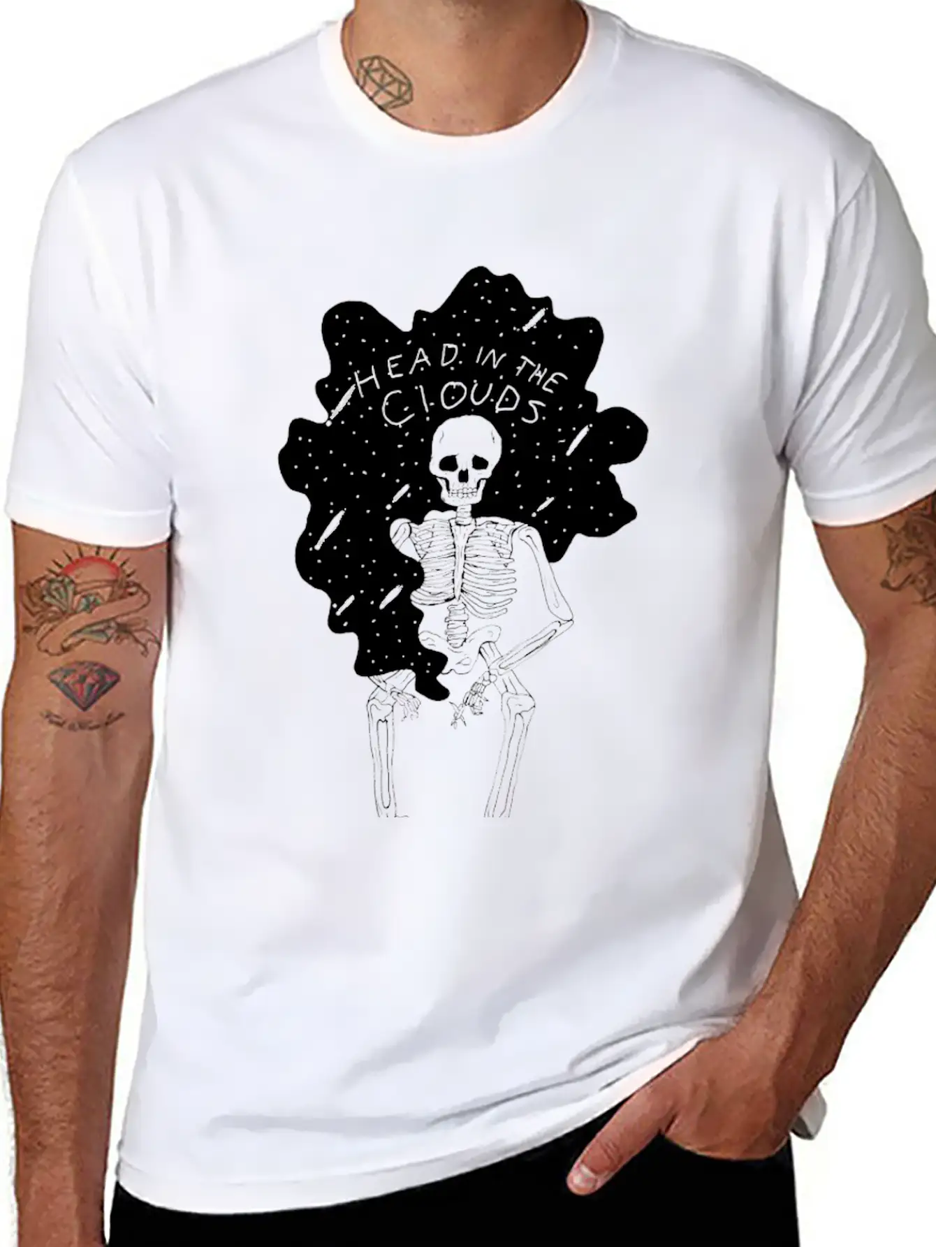 In The Clouds (white) Stylish Everyday T-Shirt – Unisex Basic Cotton Tee