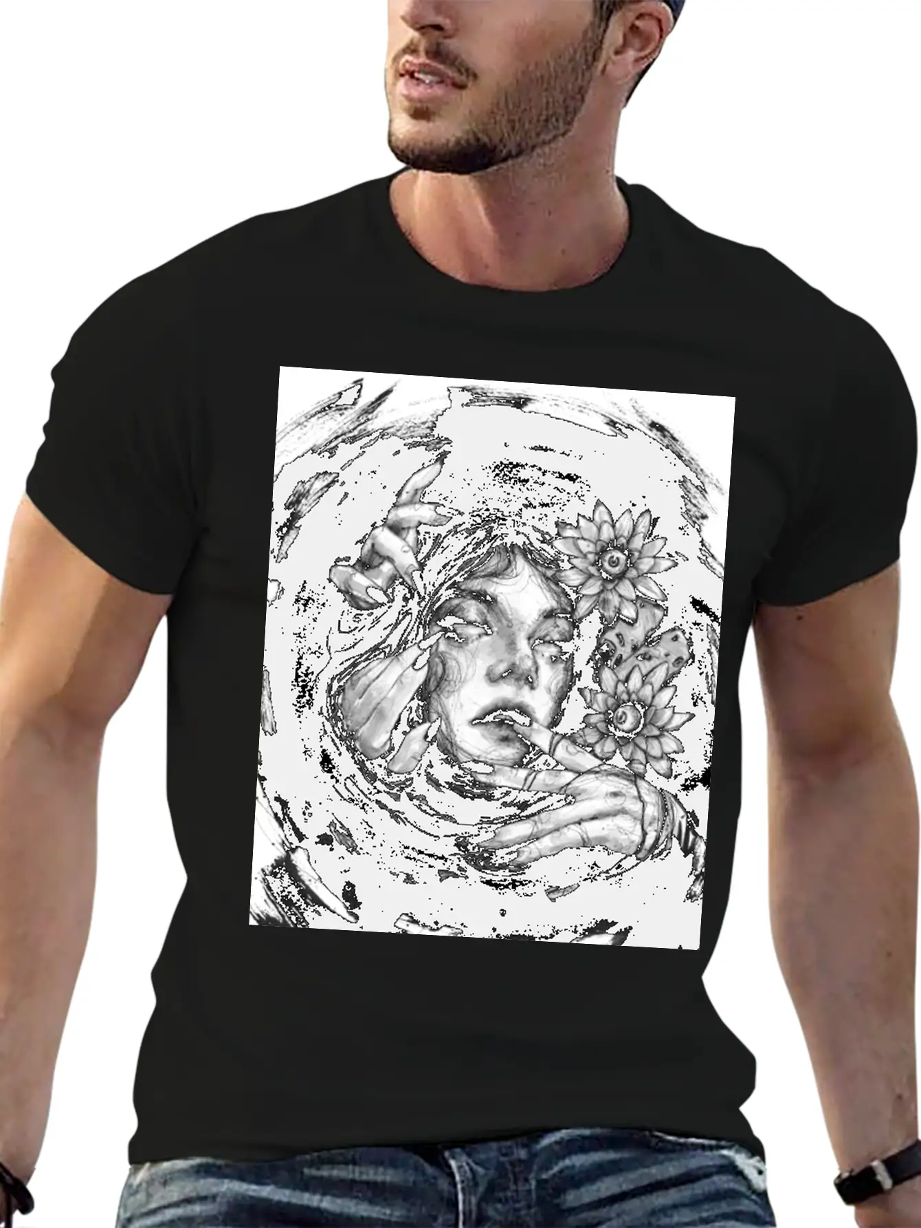 In The Dark Sea Breathable Graphic T-Shirt – Perfect For Casual Days