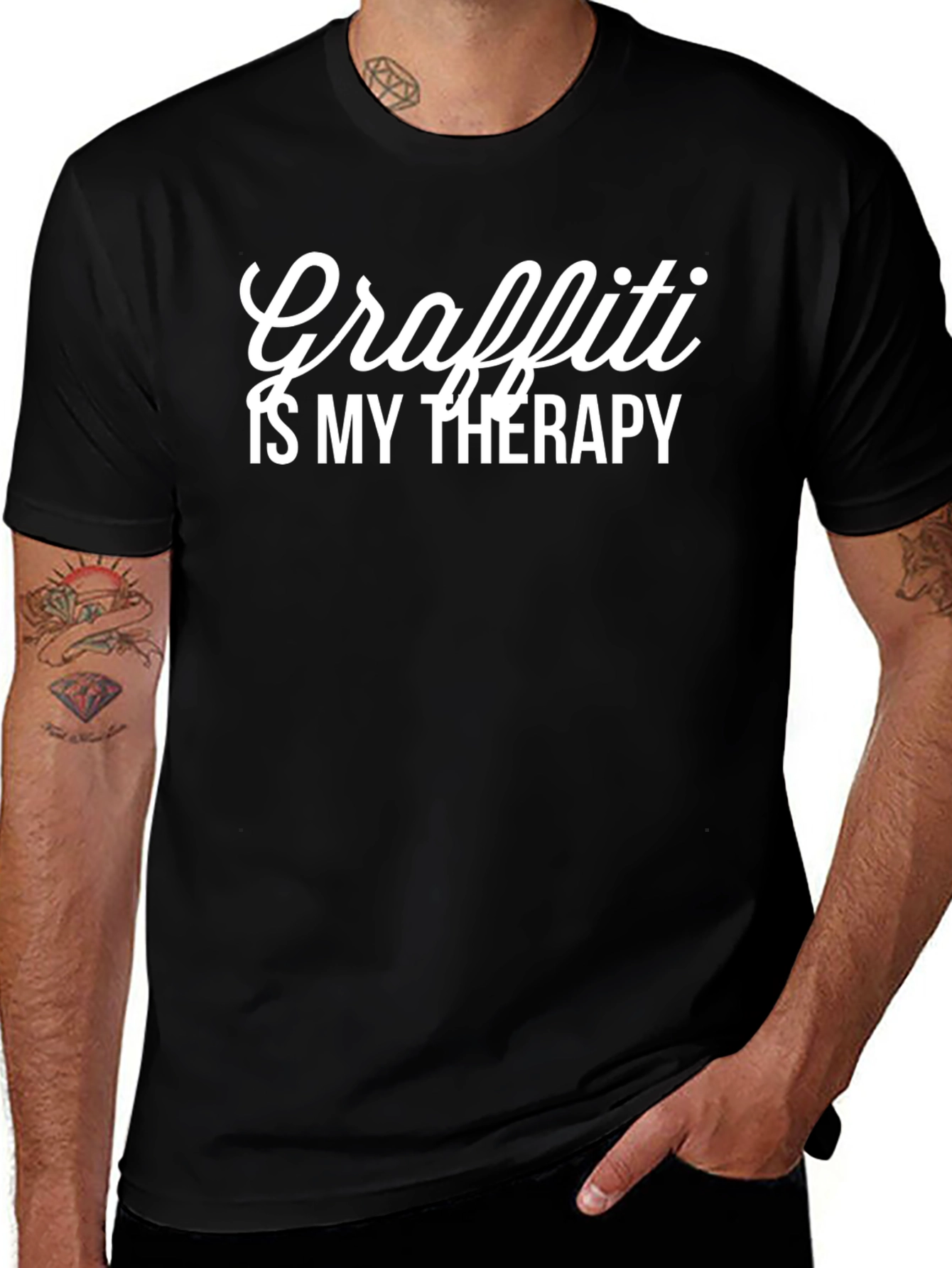 Graffiti Therapy T-Shirt - Black Crew Neck Tee