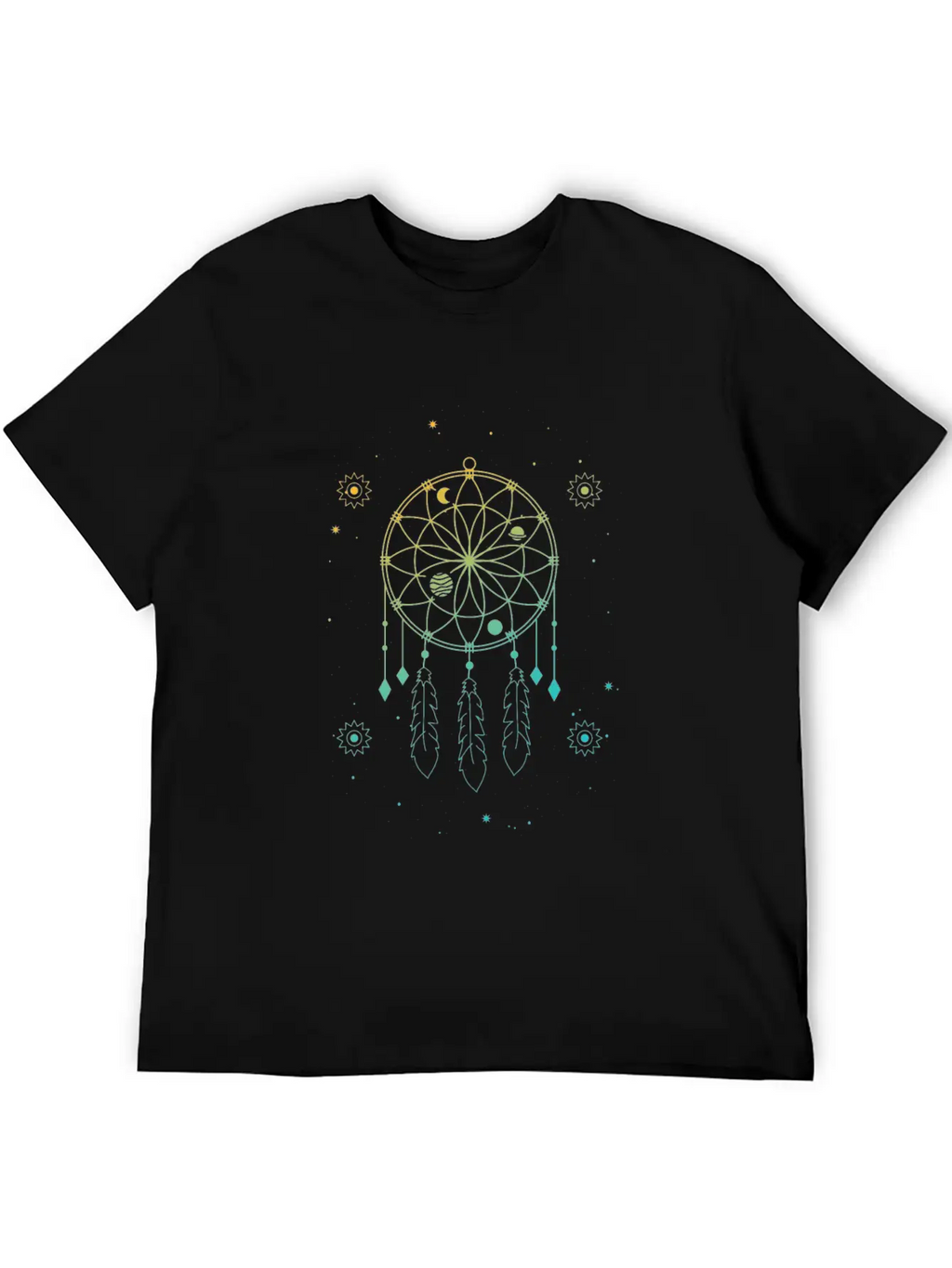 Indian Dream Catcher Mystic Stars Sacred Geometry Basic Graphic T-Shirt – Daily Comfort In Soft Cotton