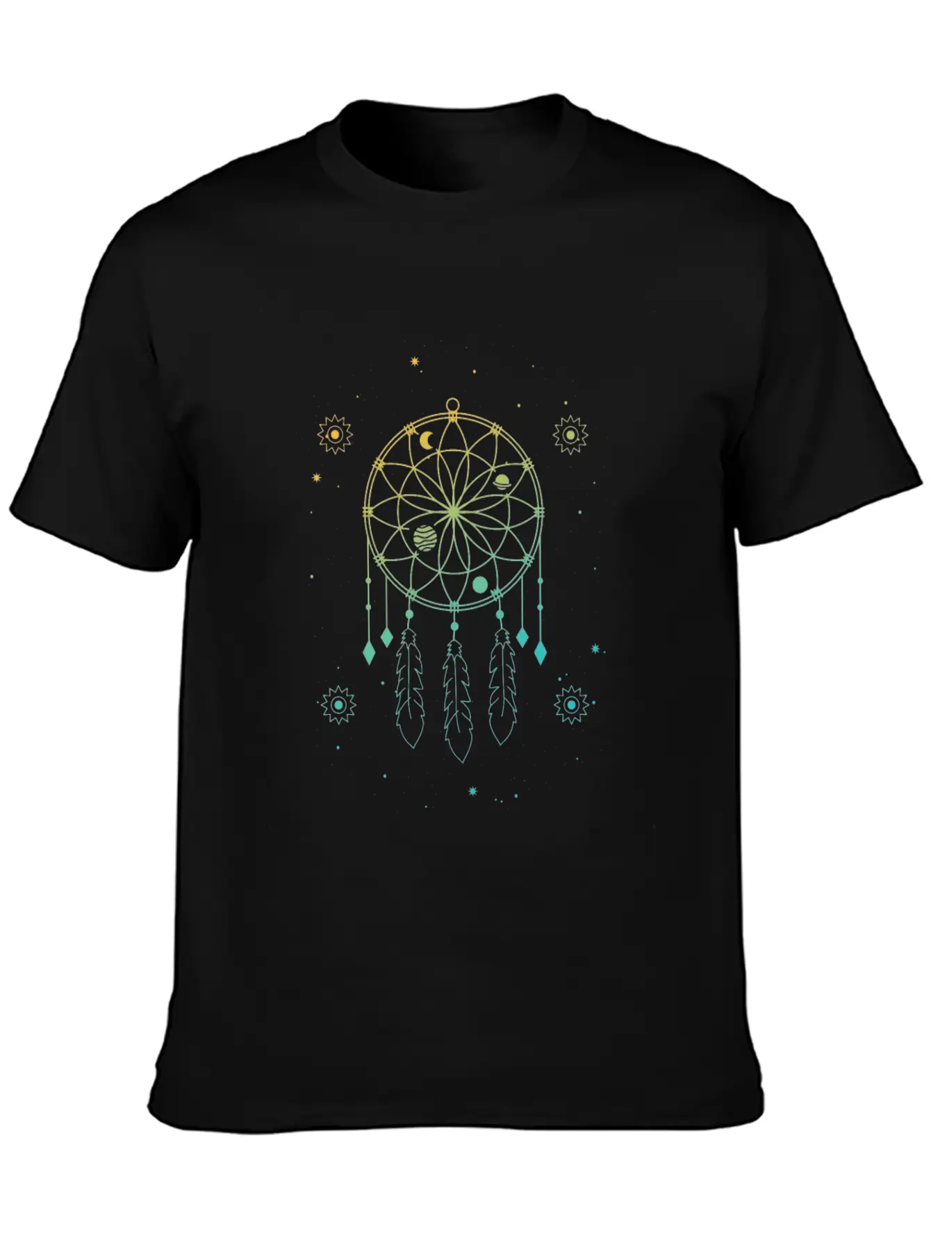Indian Dream Catcher Mystic Stars Sacred Geometry Basic Graphic T-Shirt – Daily Comfort In Soft Cotton