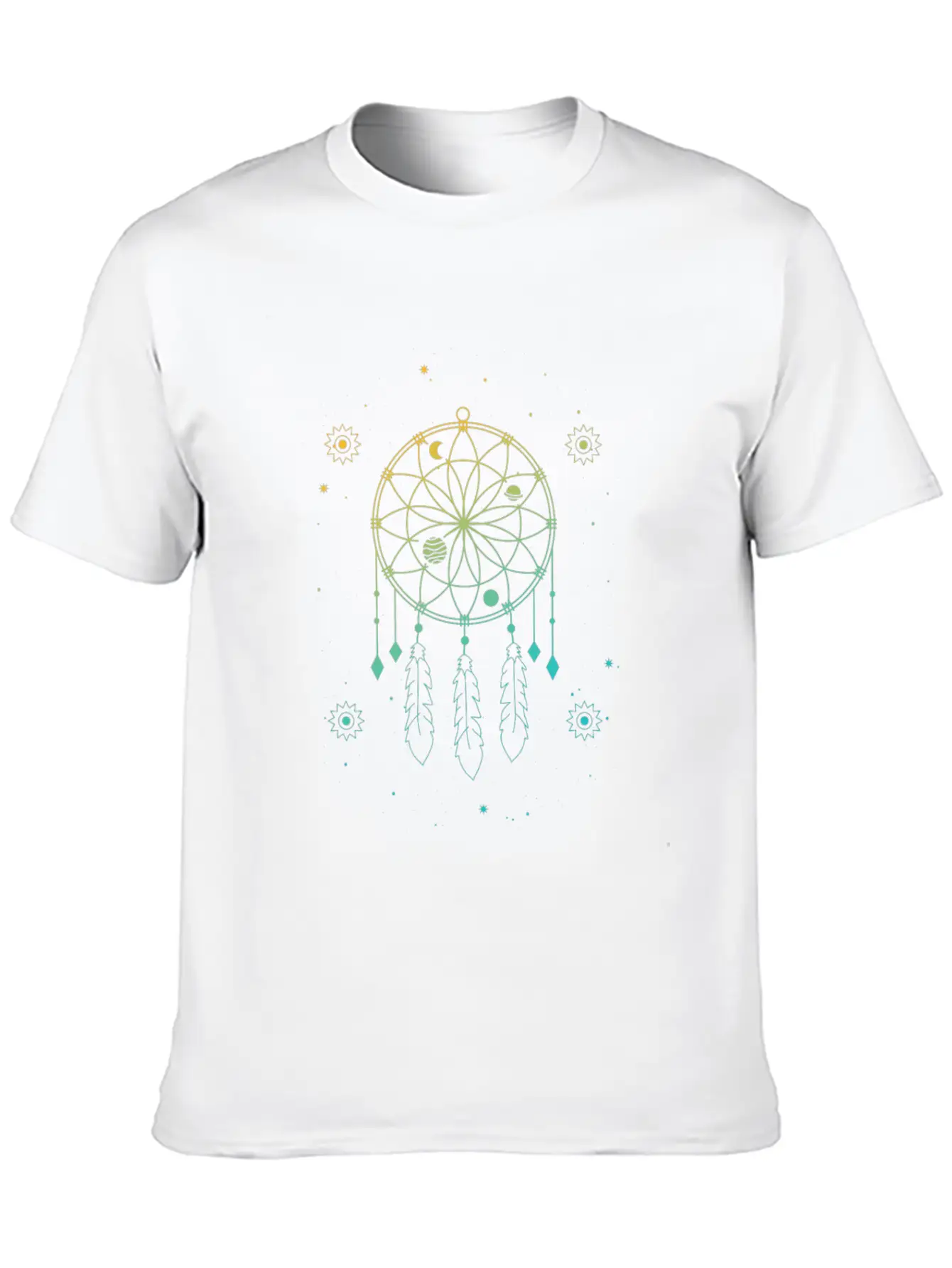 Indian Dream Catcher Mystic Stars Sacred Geometry Basic Graphic T-Shirt – Daily Comfort In Soft Cotton