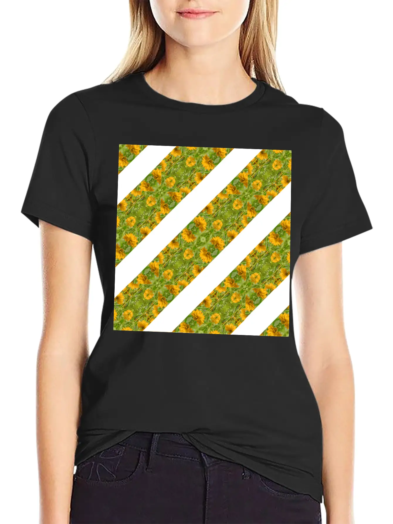 Indian Floral Stipes Timeless Short Sleeve Tee – Comfy And Minimalist Design