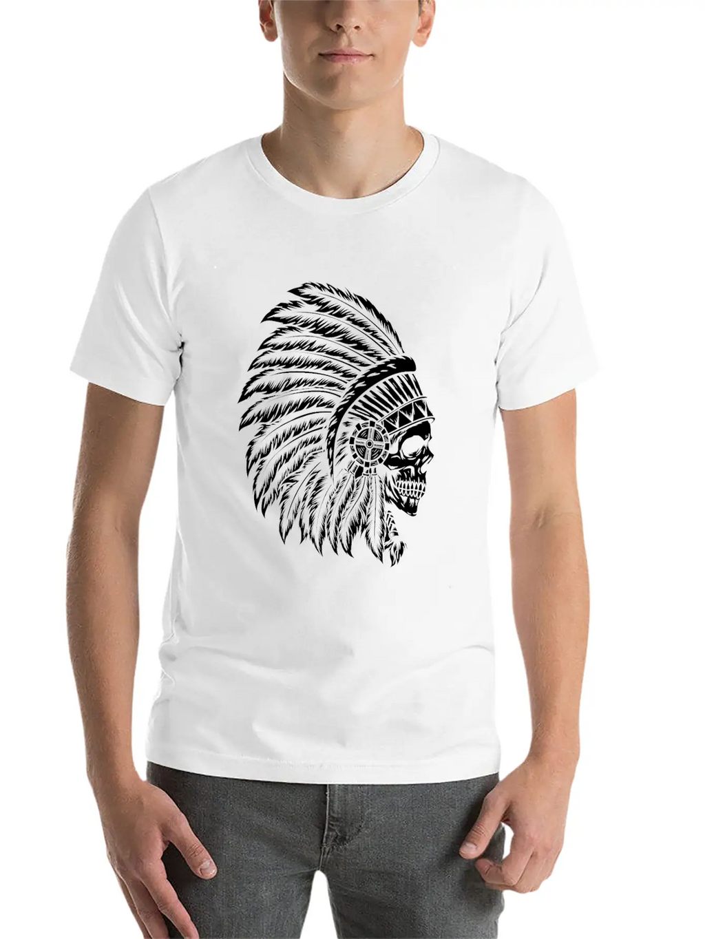 Indigenous Native American Skull Head Classic Cotton Tee – Unisex Comfort For Any Season