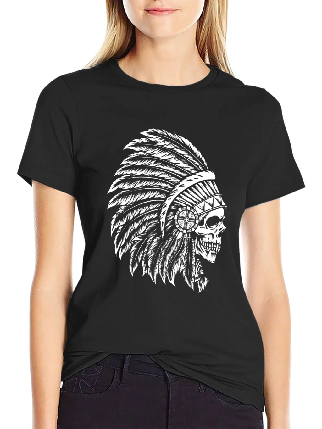 Indigenous Native American Skull Head Classic Cotton Tee – Unisex Comfort For Any Season
