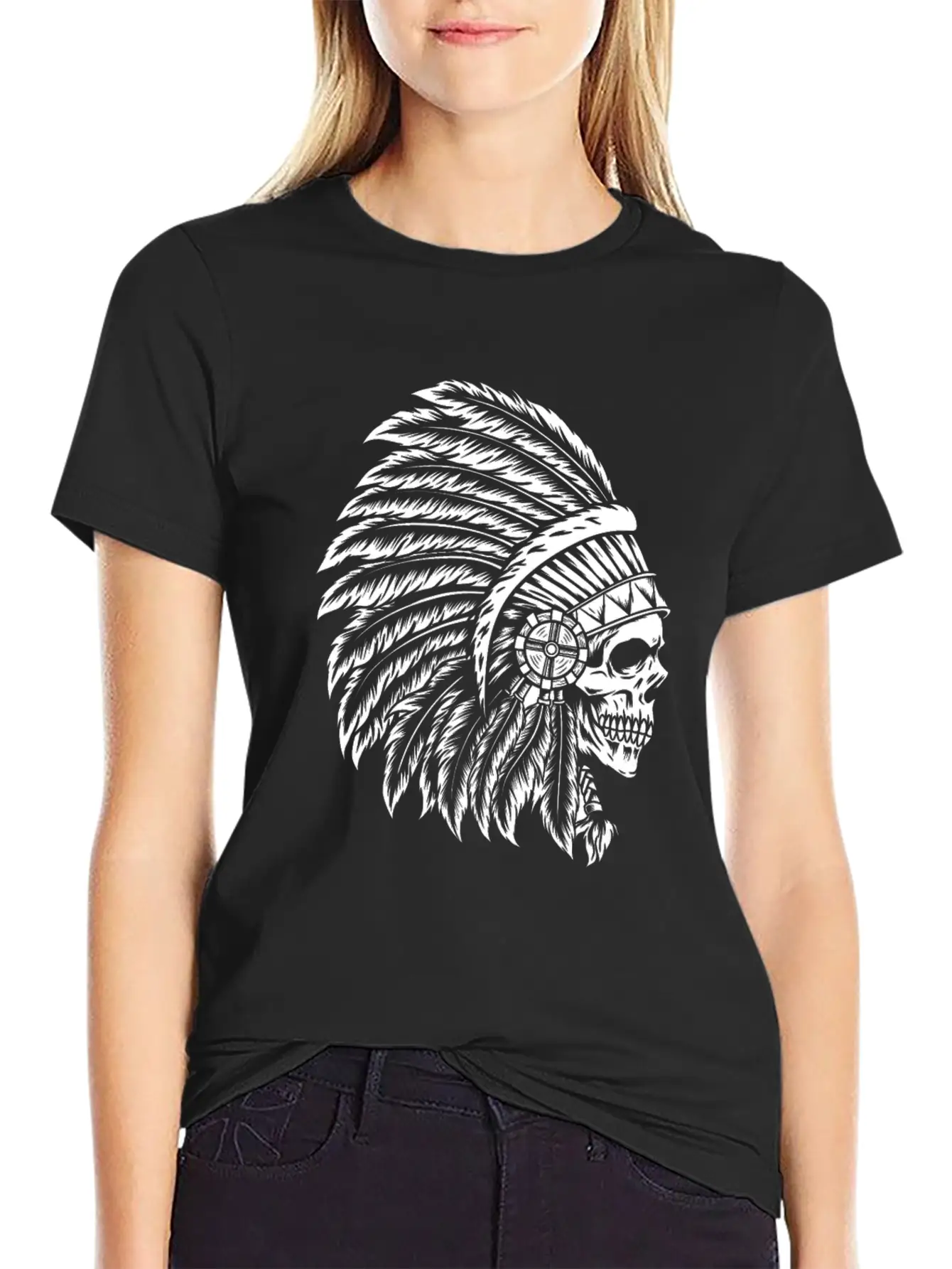 Indigenous Native American Skull Head Classic Cotton Tee – Unisex Comfort For Any Season