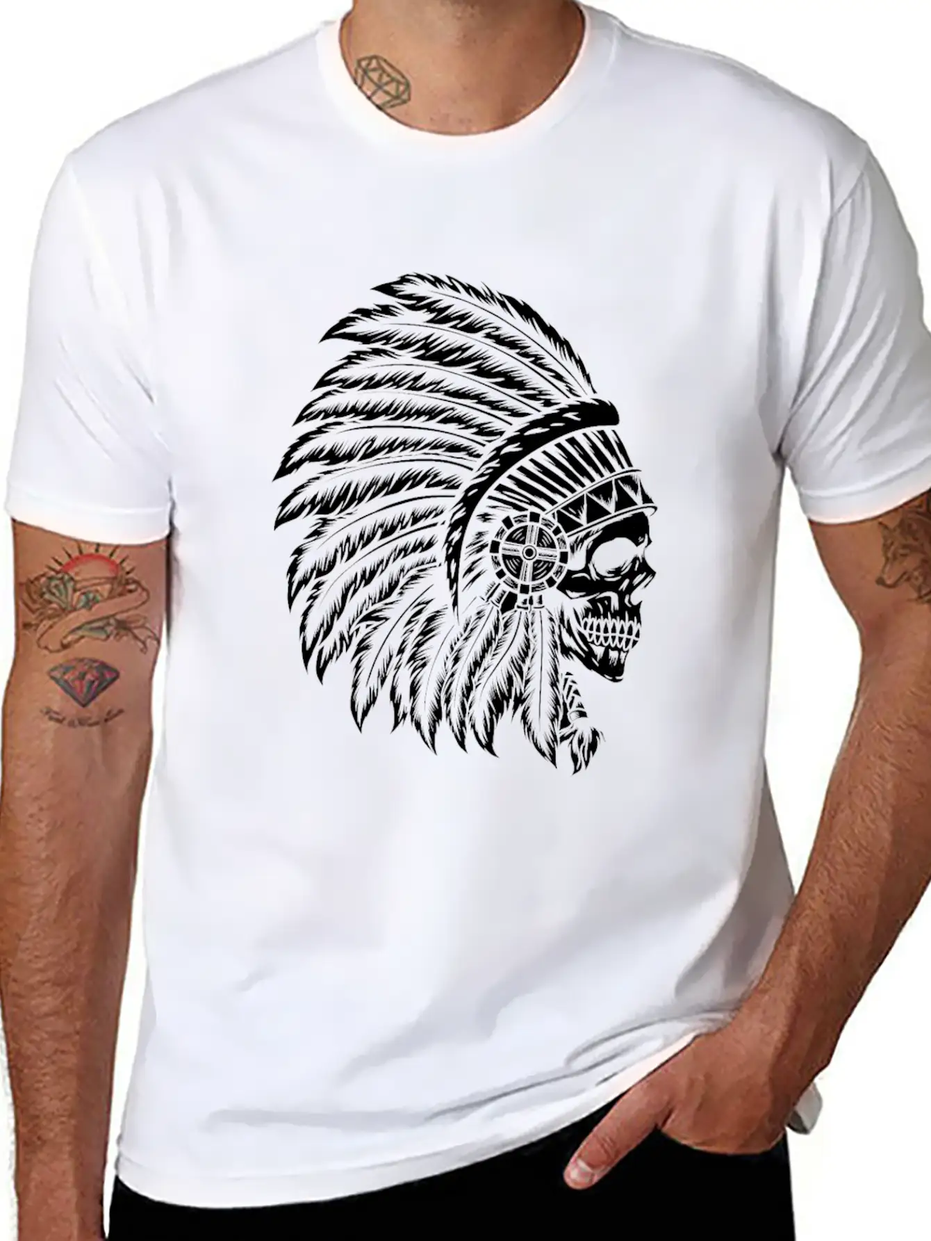 Indigenous Native American Skull Head Classic Cotton Tee – Unisex Comfort For Any Season