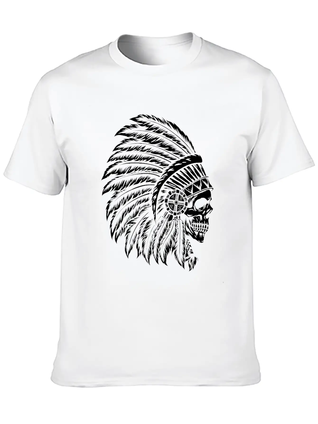 Indigenous Native American Skull Head Classic Cotton Tee – Unisex Comfort For Any Season