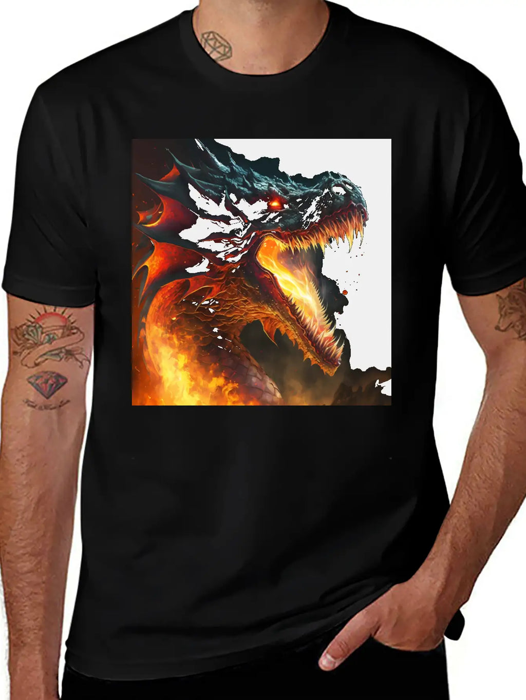 Inferno's Fury: The Dragon's Ascent Unisex Casual T-Shirt – Clean Design For Daily Comfort