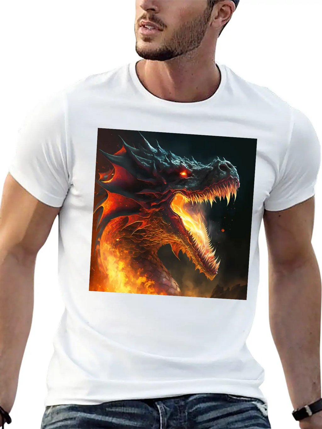 Inferno's Fury: The Dragon's Ascent Unisex Casual T-Shirt – Clean Design For Daily Comfort
