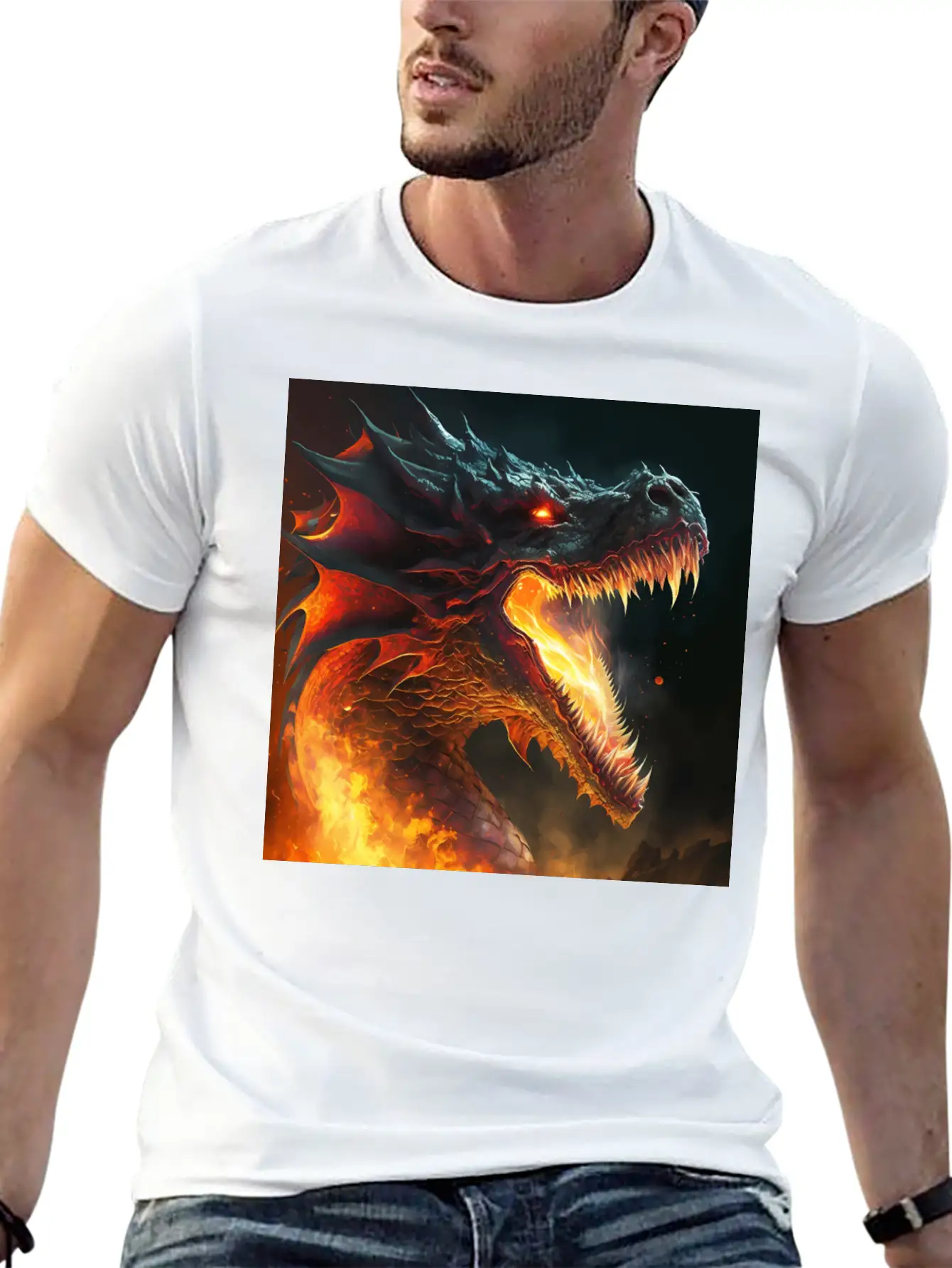 Inferno's Fury: The Dragon's Ascent Unisex Casual T-Shirt – Clean Design For Daily Comfort
