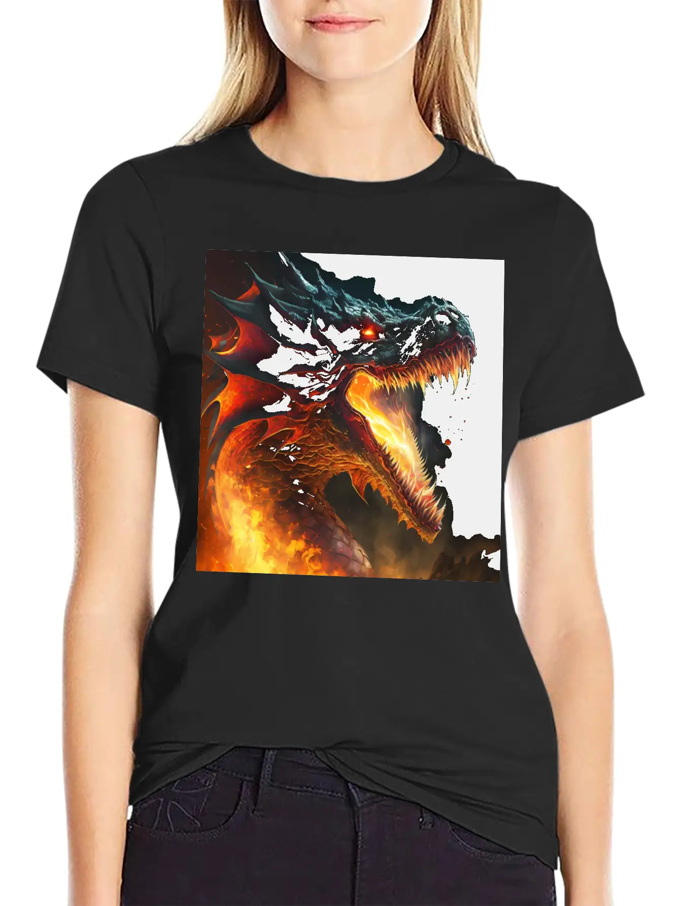Inferno's Fury: The Dragon's Ascent Unisex Casual T-Shirt – Clean Design For Daily Comfort