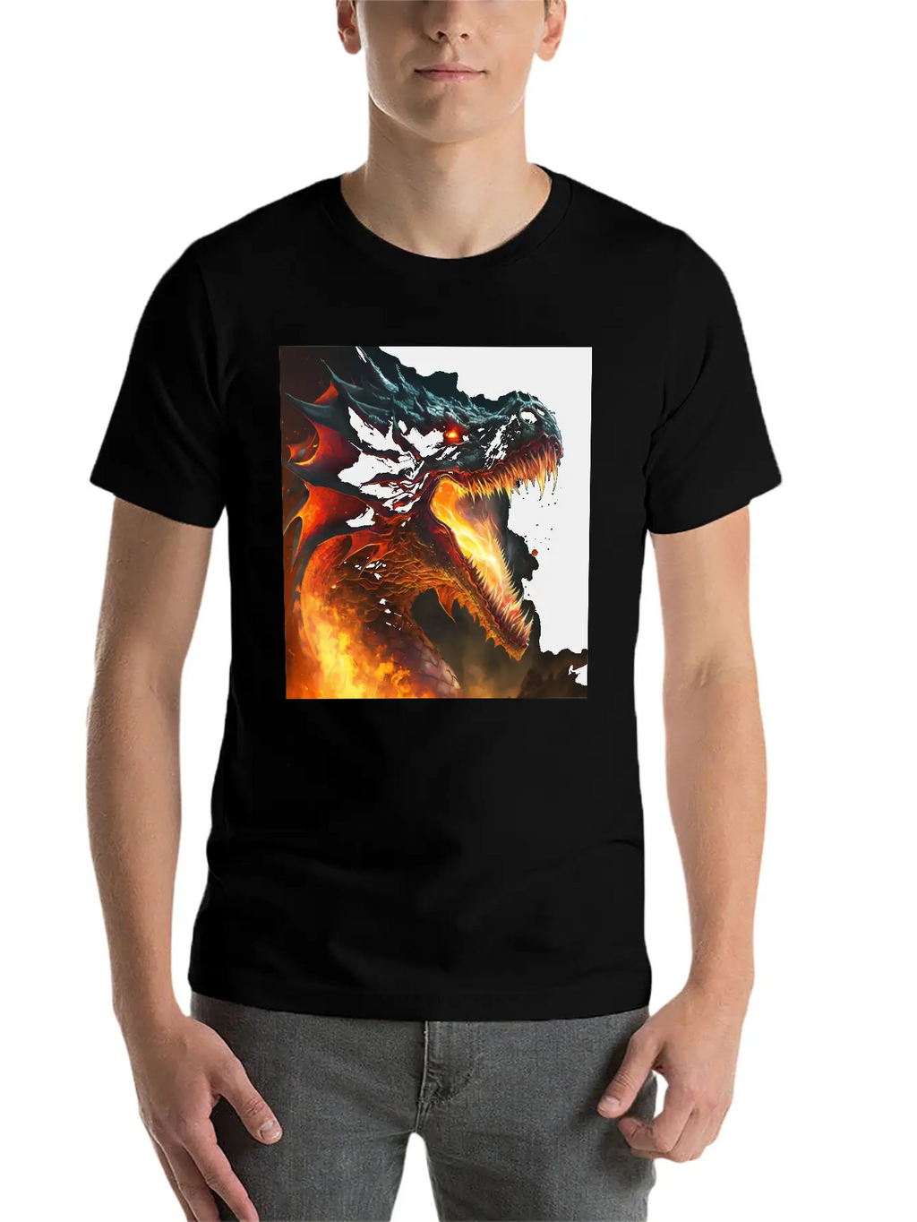 Inferno's Fury: The Dragon's Ascent Unisex Casual T-Shirt – Clean Design For Daily Comfort