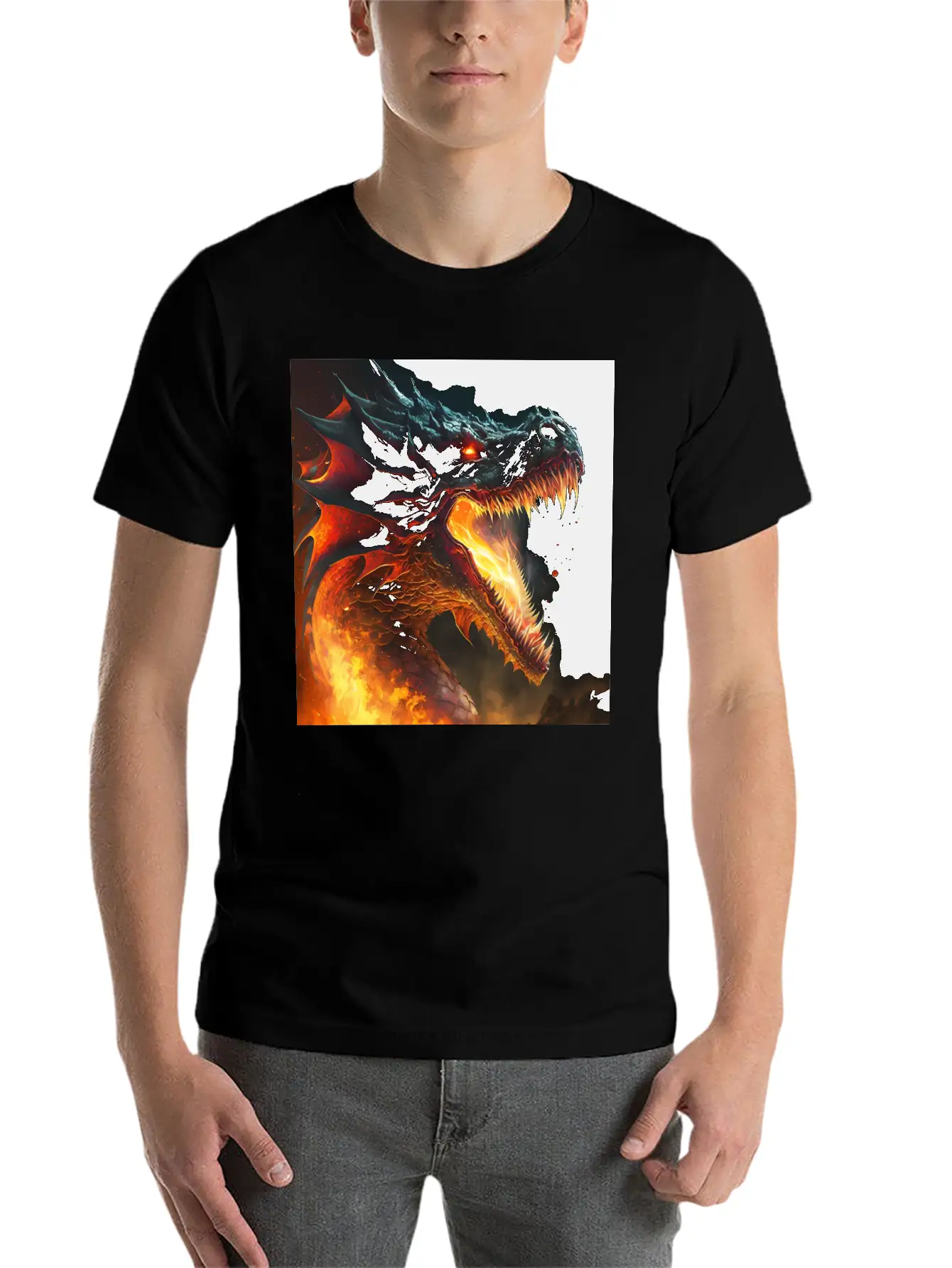 Inferno's Fury: The Dragon's Ascent Unisex Casual T-Shirt – Clean Design For Daily Comfort