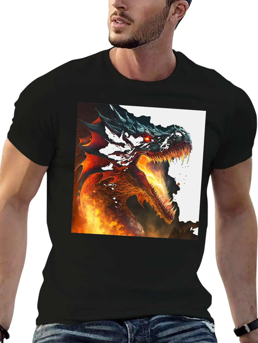 Inferno's Fury: The Dragon's Ascent Unisex Casual T-Shirt – Clean Design For Daily Comfort