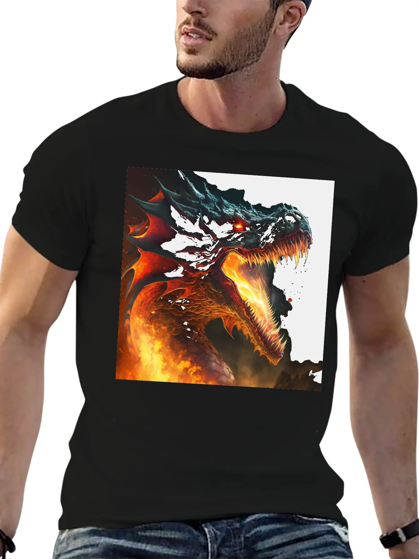 Inferno's Fury: The Dragon's Ascent Unisex Casual T-Shirt – Clean Design For Daily Comfort
