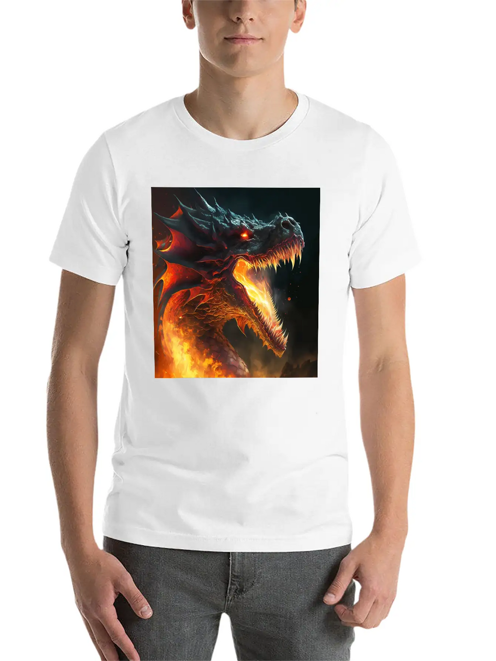 Inferno's Fury: The Dragon's Ascent Unisex Casual T-Shirt – Clean Design For Daily Comfort